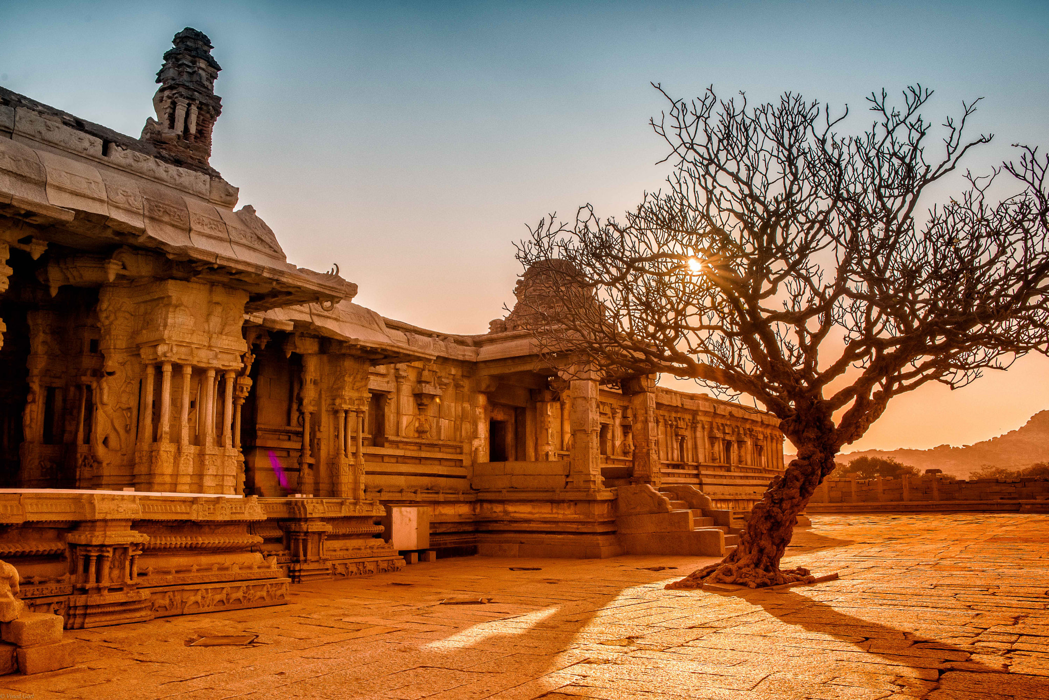 Nikon D600 + Sigma 24-70mm F2.8 EX DG HSM sample photo. Sunset at vittala temple, hampi photography