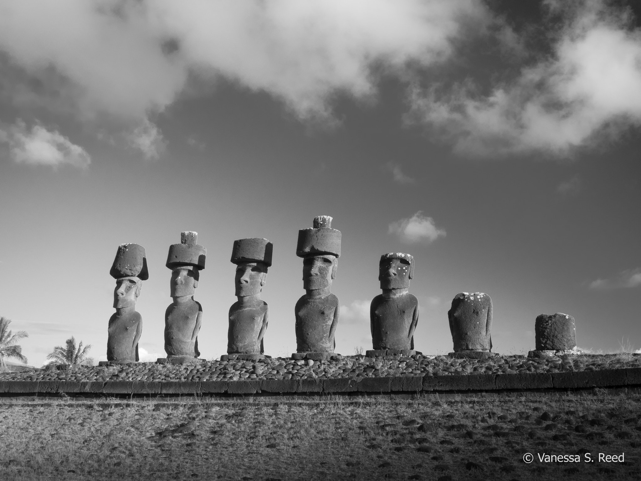 Olympus OM-D E-M1 Mark II sample photo. B/w anakena moai photography