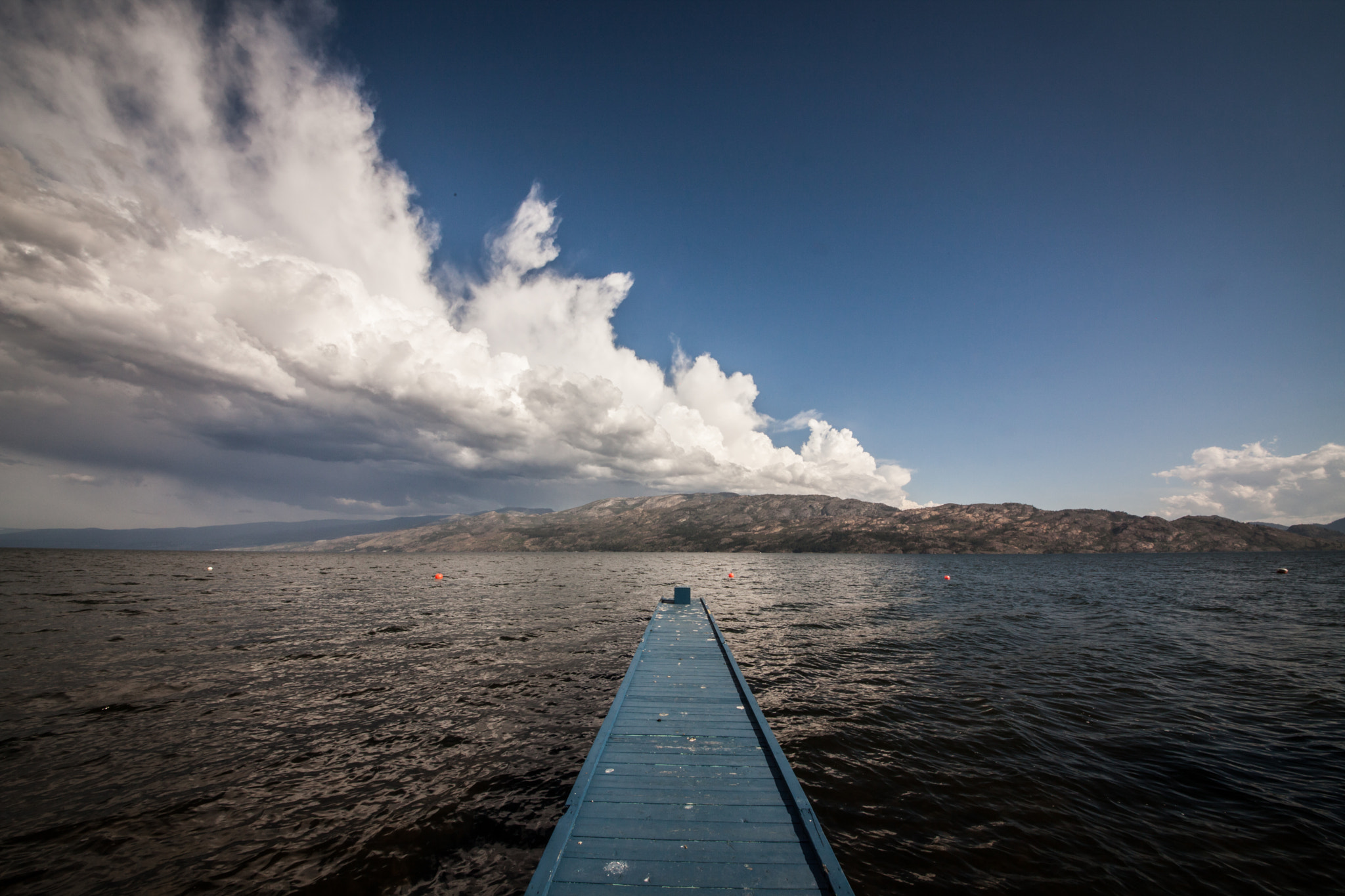 Canon EOS 5D Mark II + Sigma 12-24mm F4.5-5.6 II DG HSM sample photo. A long dock into the okanagan  photography