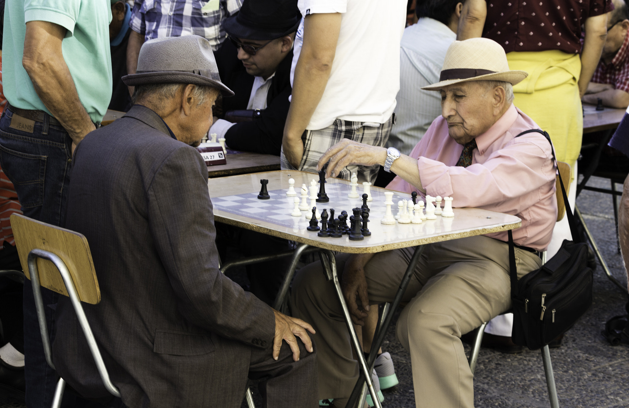 Canon EF-S 55-250mm F4-5.6 IS STM sample photo. Chess players on plaza de armas in santiago. photography