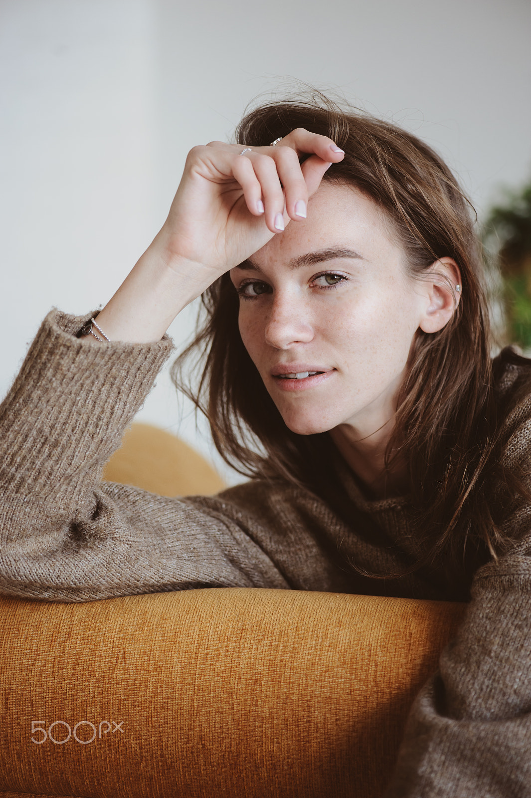 Nikon AF-S Micro-Nikkor 105mm F2.8G IF-ED VR sample photo. Indoor portrait of beautiful feminine thoughtful young women alone in the room. photography