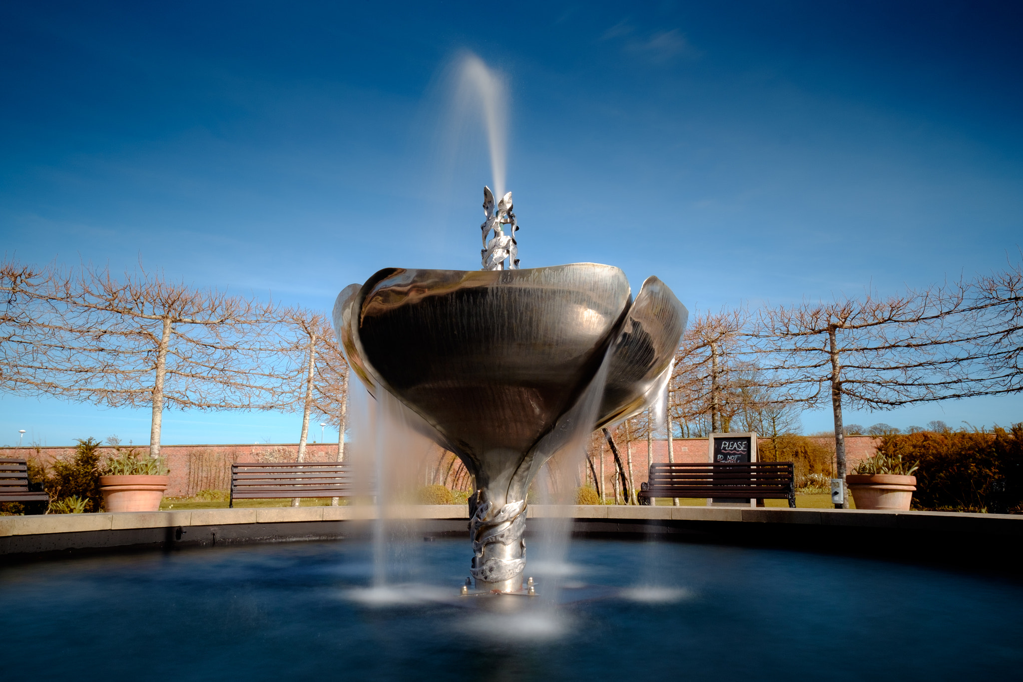 Fujifilm X-T1 + Fujifilm XF 16mm F1.4 R WR sample photo. Fish fountain in bangor walled garden photography