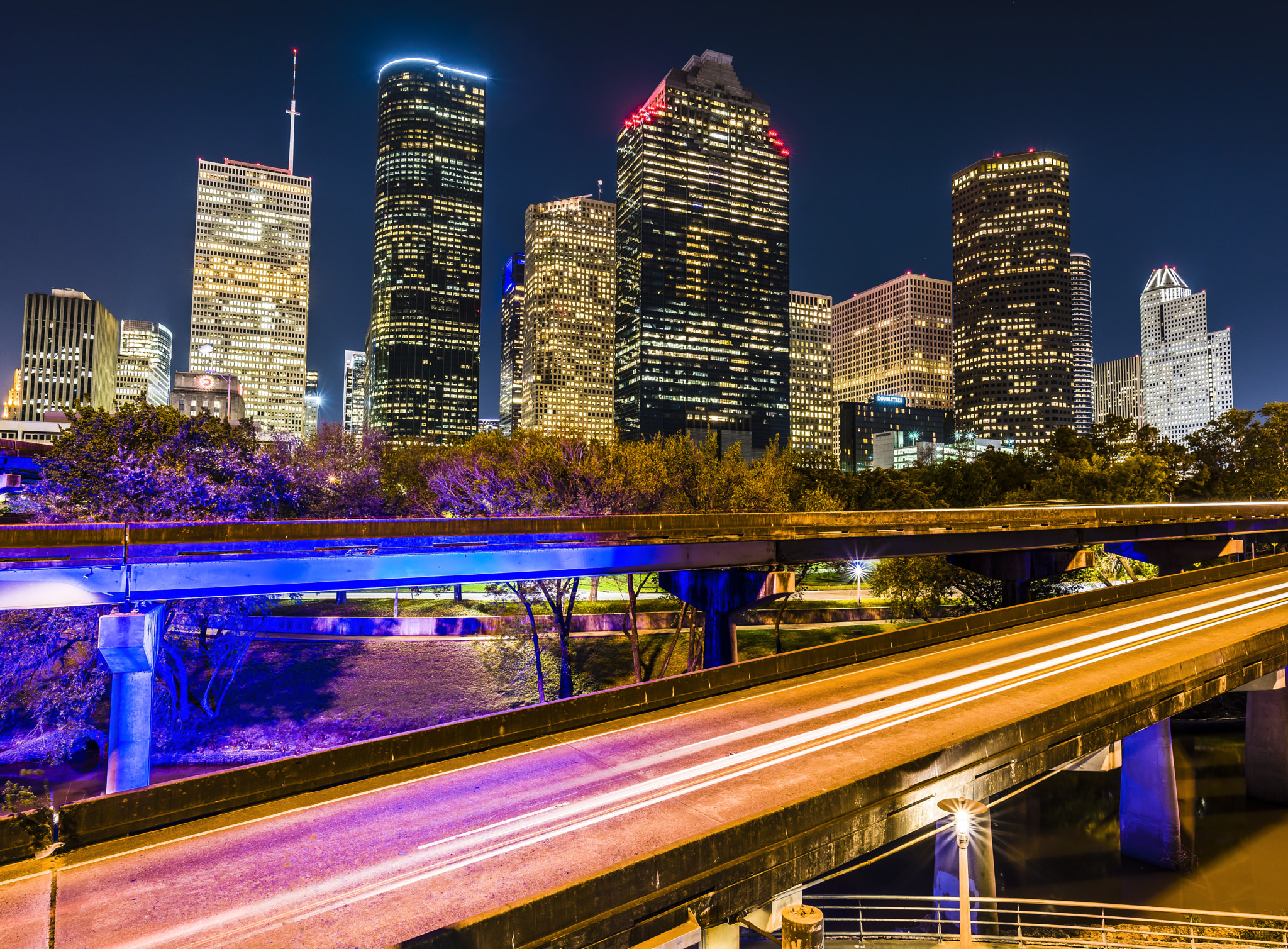 Nikon D810 + Nikon AF-S Nikkor 20mm F1.8G ED sample photo. Houston skyline from i-45 photography