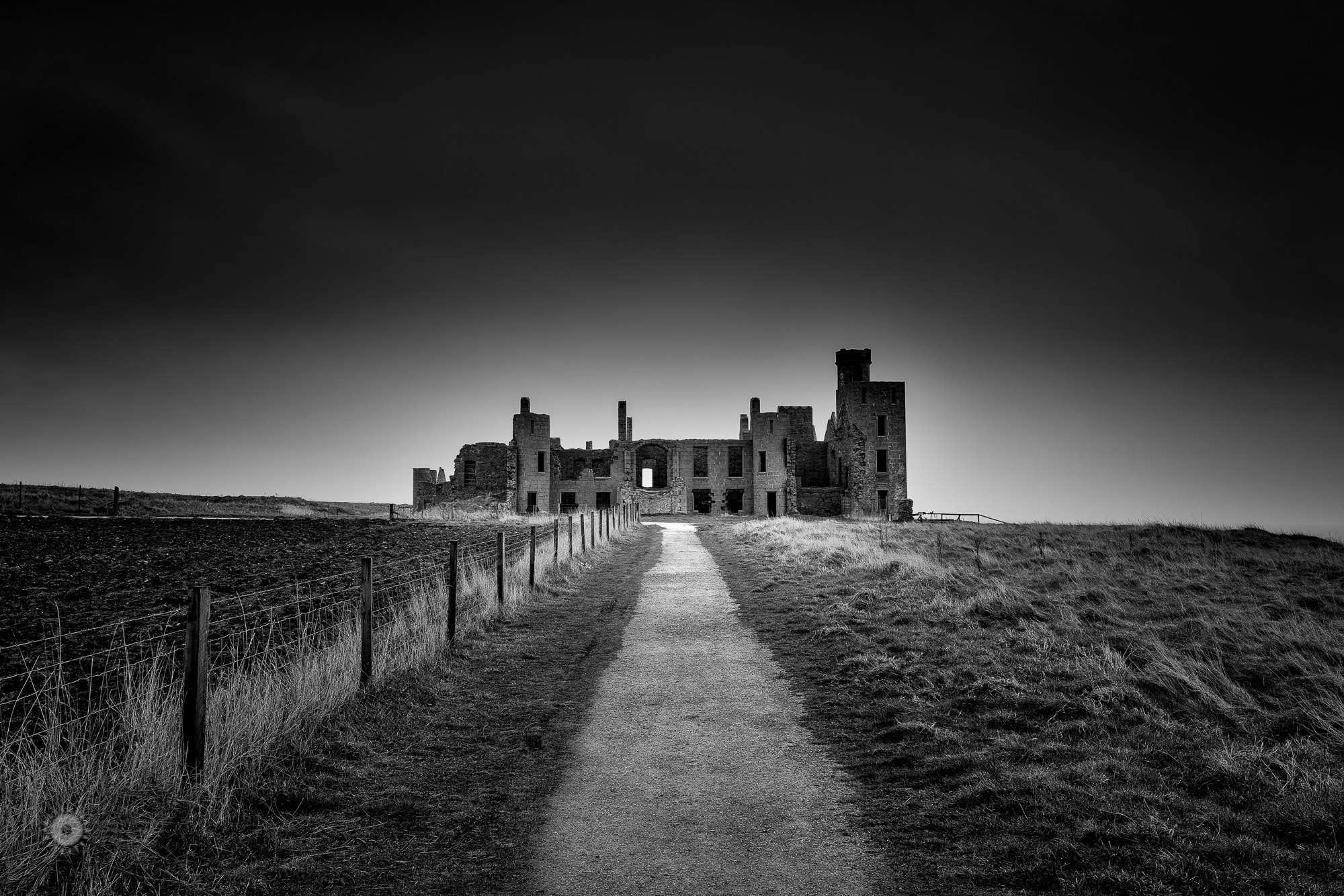 Nikon D810 + Tamron SP 15-30mm F2.8 Di VC USD sample photo. Slains castle bw (dracula inspiration) photography