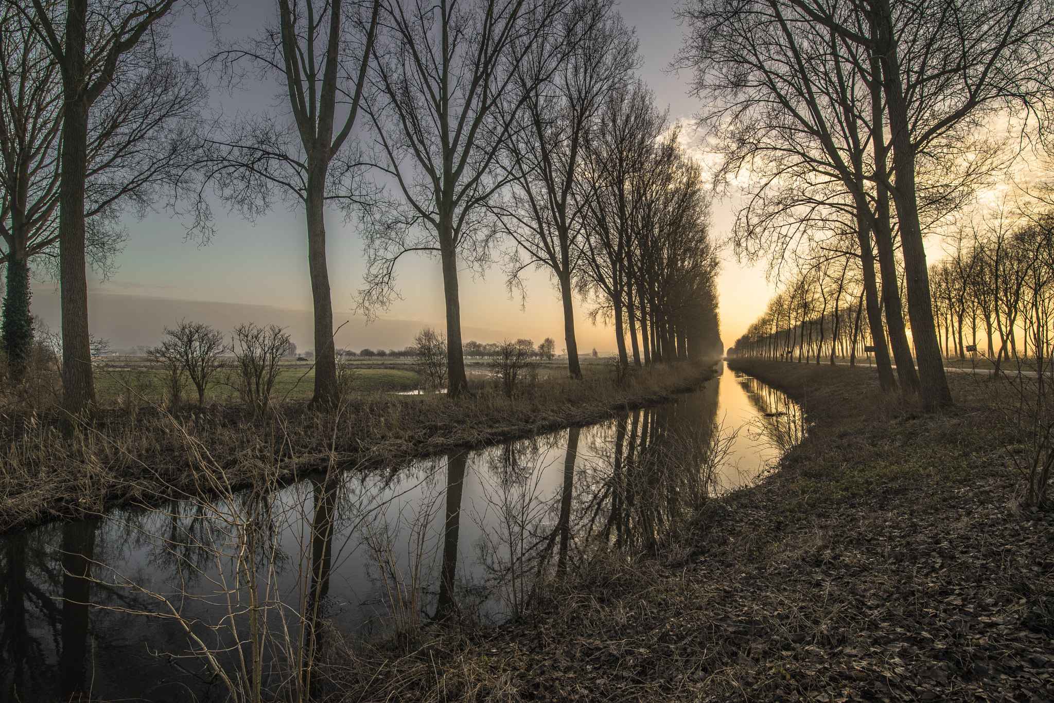 HD PENTAX-D FA 15-30mm F2.8 ED SDM WR sample photo. Sunset alongside the damse vaart photography
