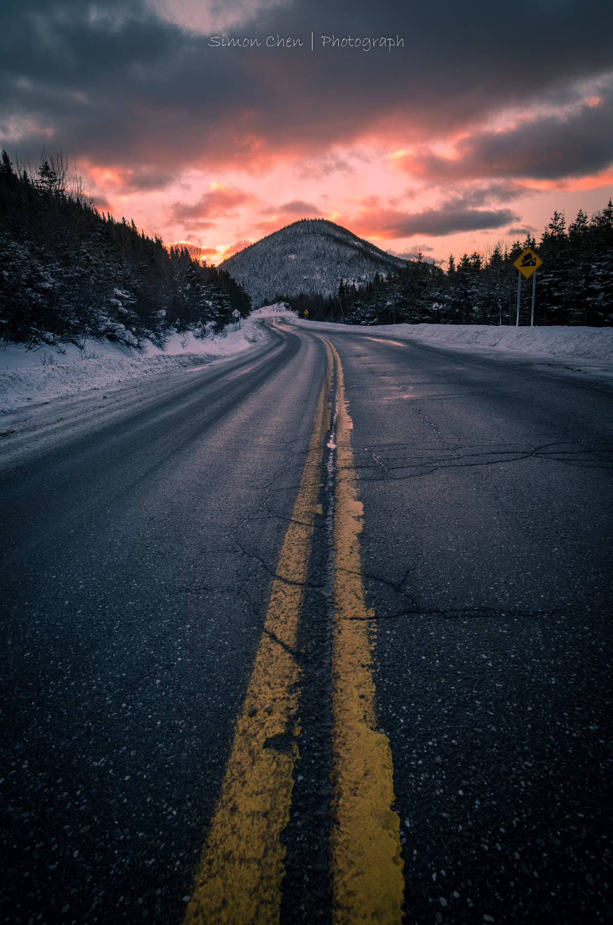 ZEISS Distagon T* 21mm F2.8 sample photo. Sunset on winter road photography