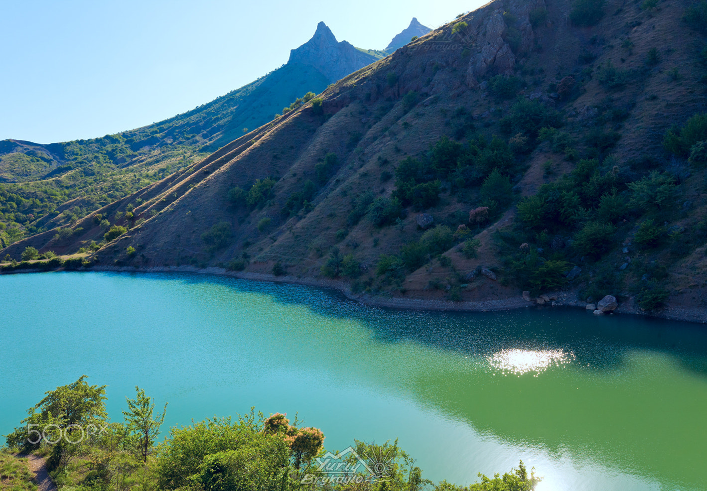 Canon EOS 5D sample photo. Evening sun reflection on mountain lake photography