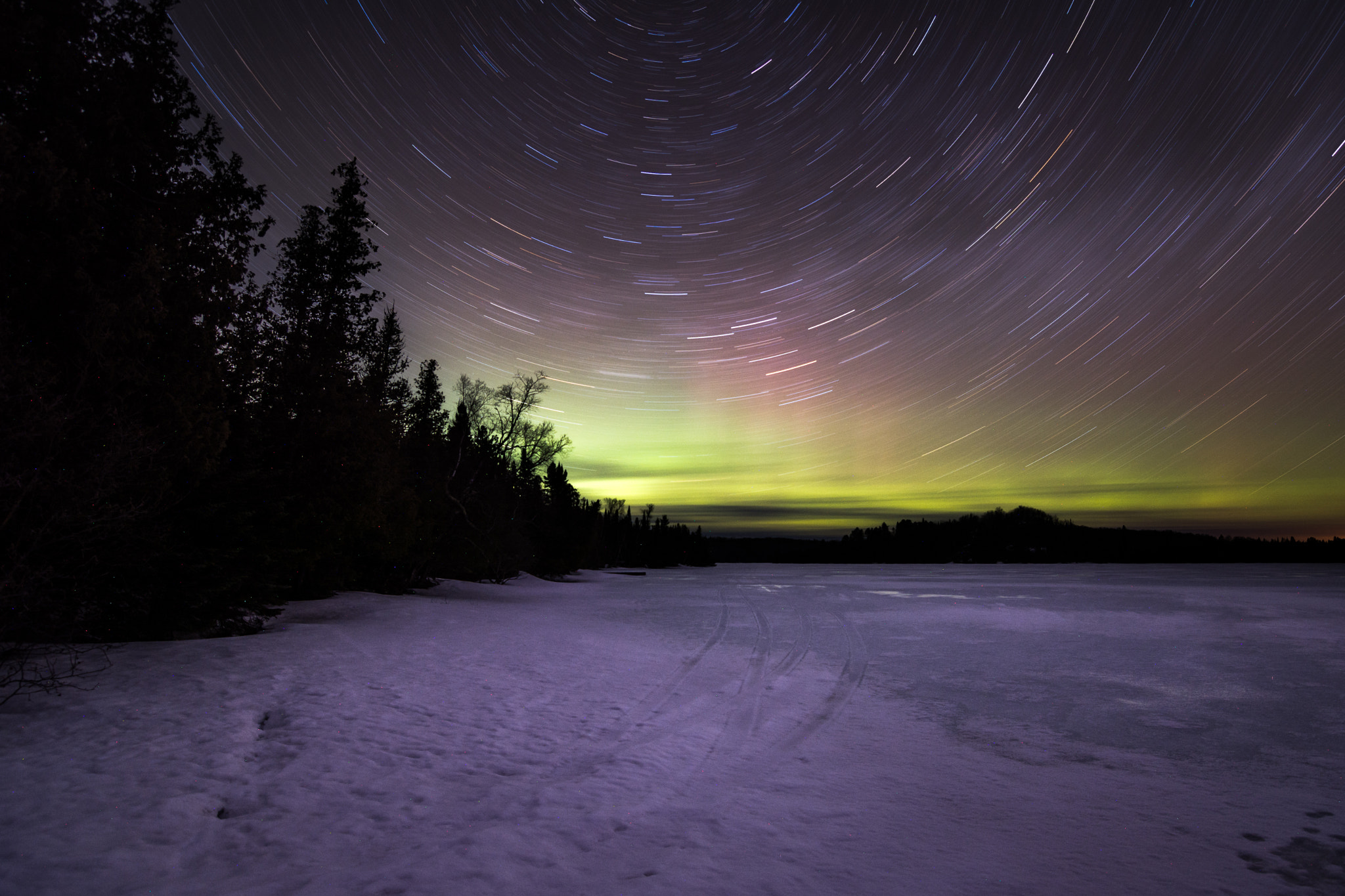 Nikon D7100 sample photo. Northern lights with star trails photography