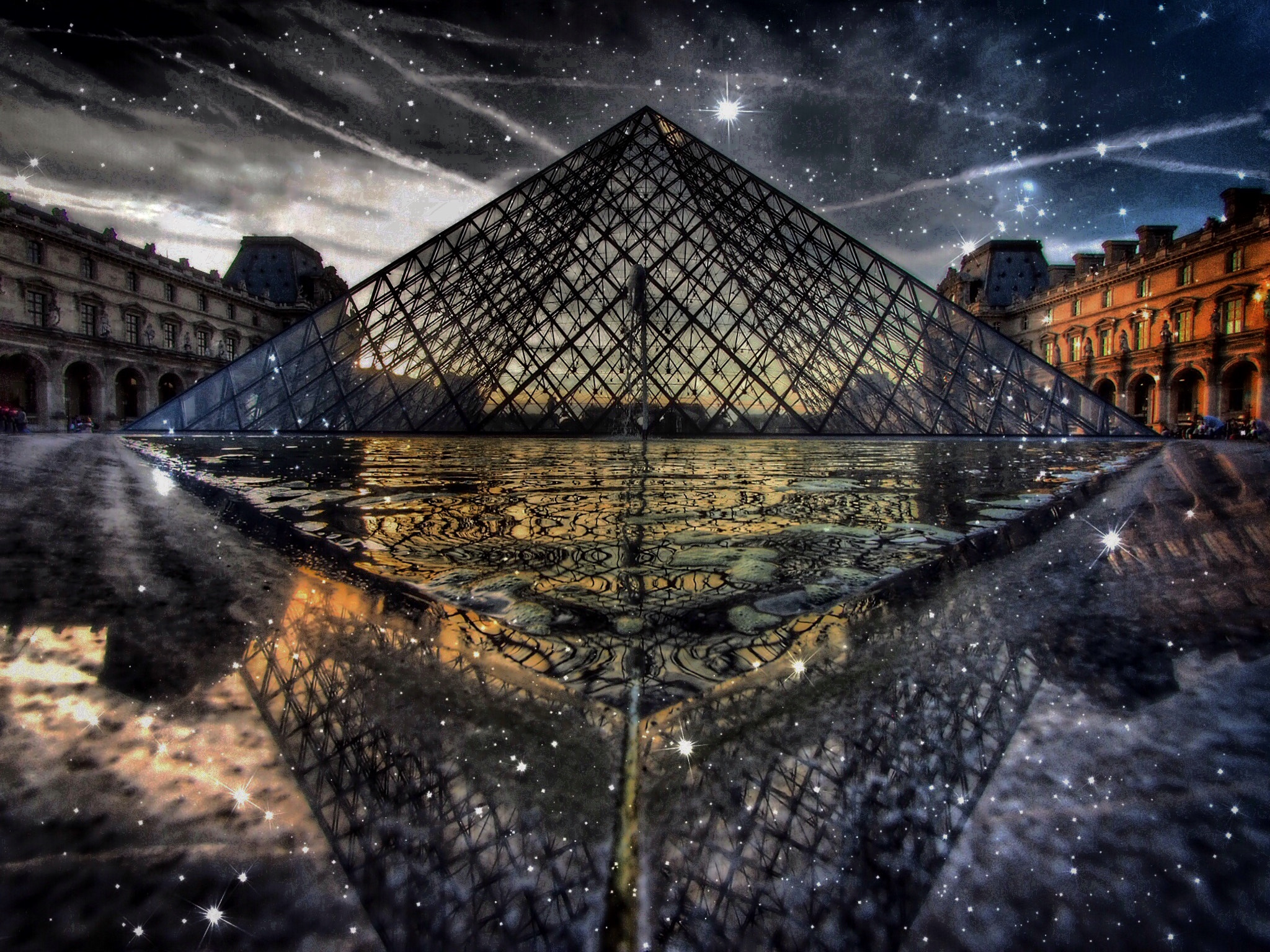 Olympus OM-D E-M1 + Panasonic Lumix G Vario 7-14mm F4 ASPH sample photo. Pyramide du louvre photography