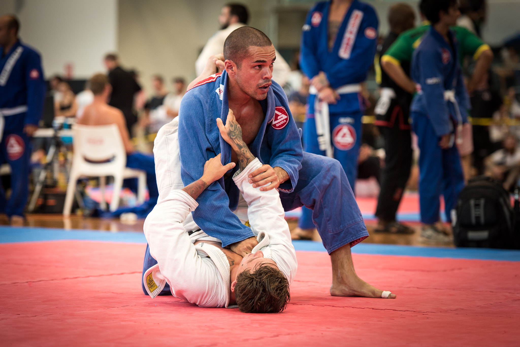 Nikon D810 sample photo. Jiu jitsu competitors grappling for position photography