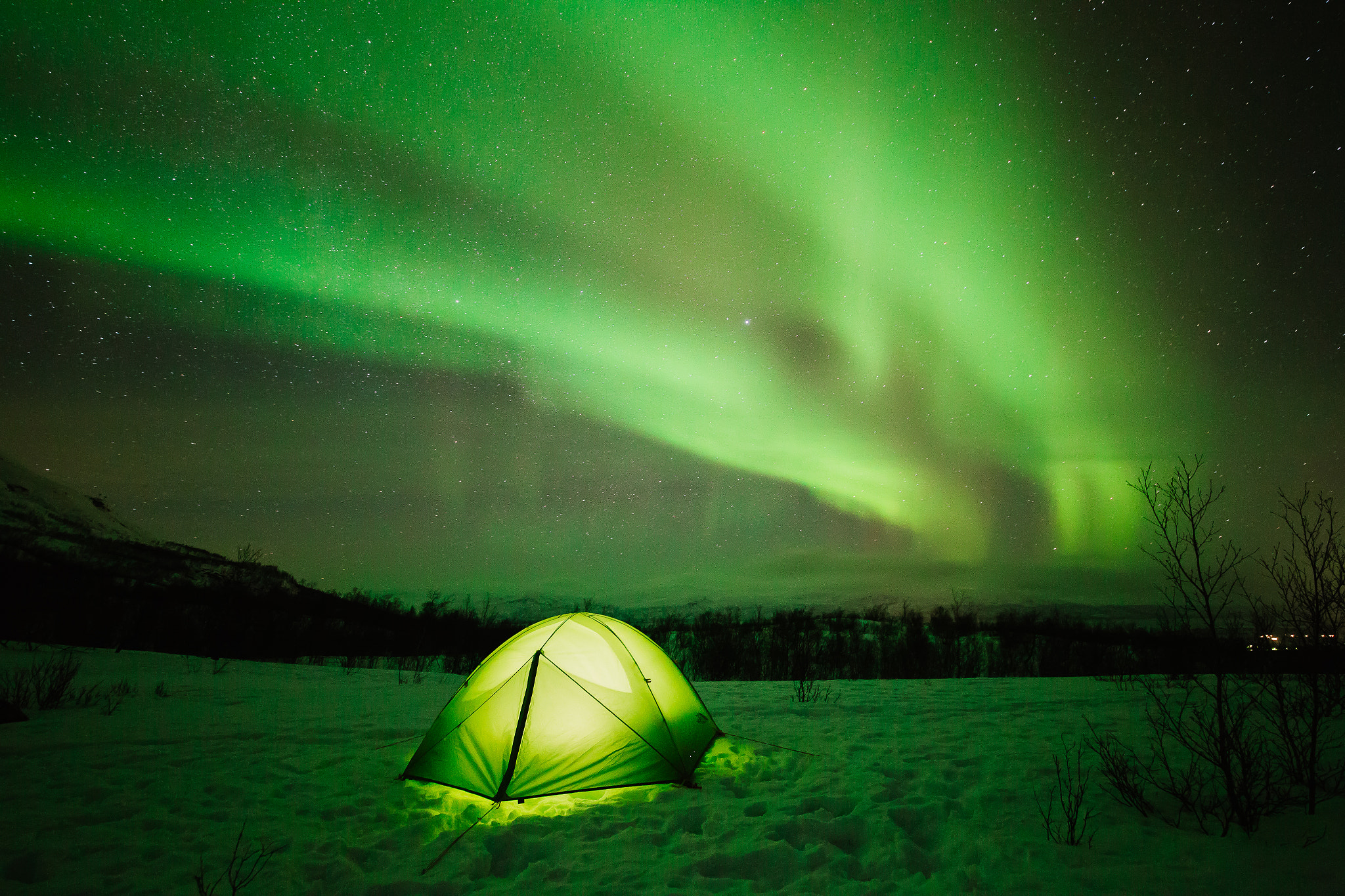 Sigma 12-24mm F4.5-5.6 II DG HSM sample photo. Sleeping under the aurora photography