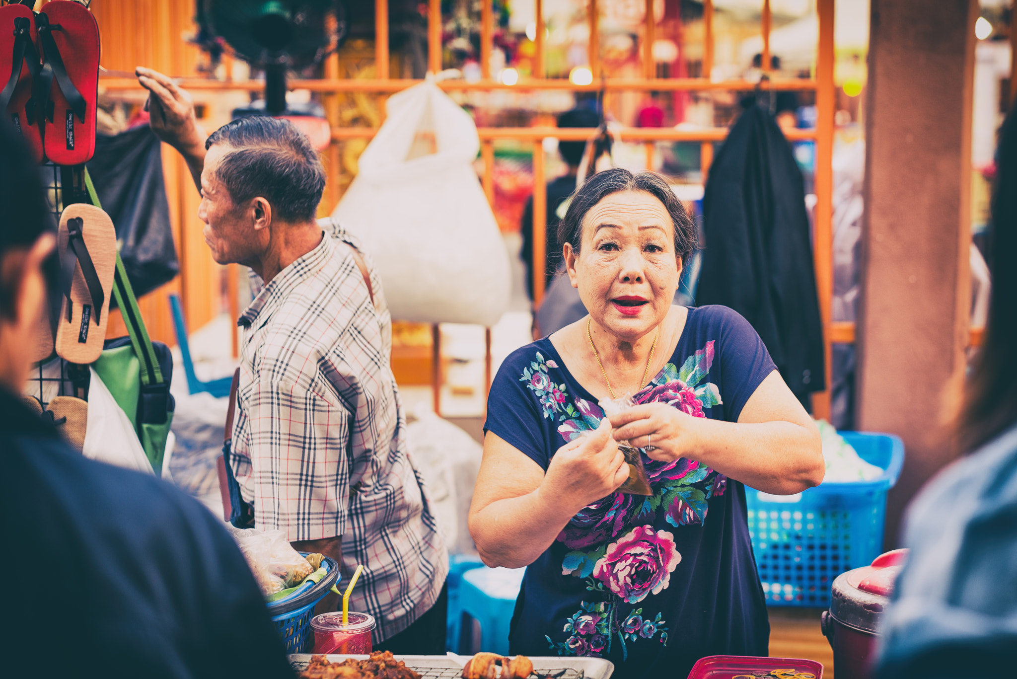 Nikon D800 sample photo. Lady walking st street food photography