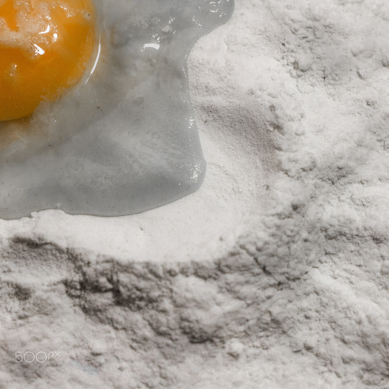 Canon EOS 7D + Canon EF 50mm F1.8 STM sample photo. White flour and eggs yolk protein isolated on white background photography