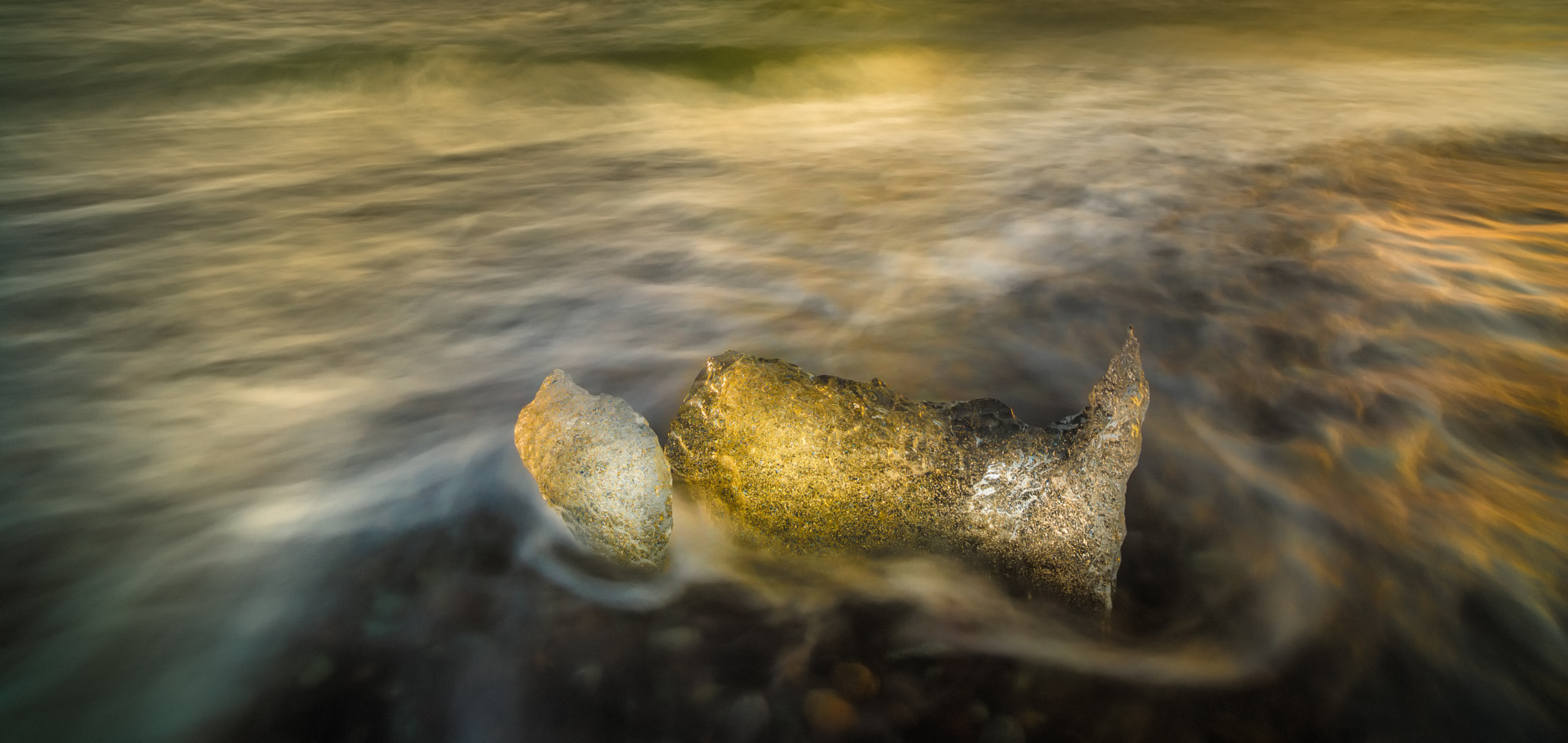 Nikon D800E sample photo. Ice in surf at dusk. photography
