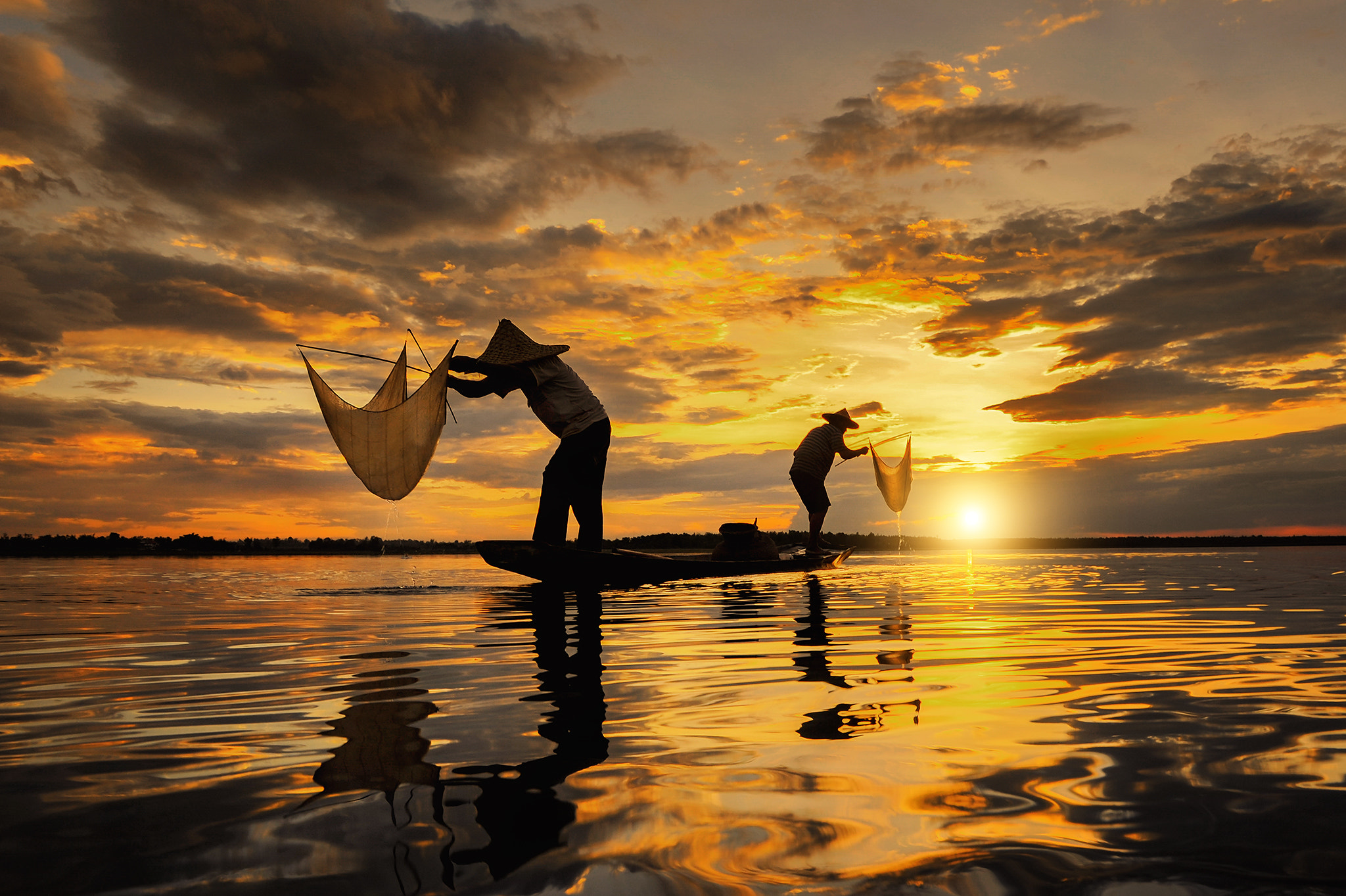 Nikon D700 sample photo. Silluate fisherman,thailand photography