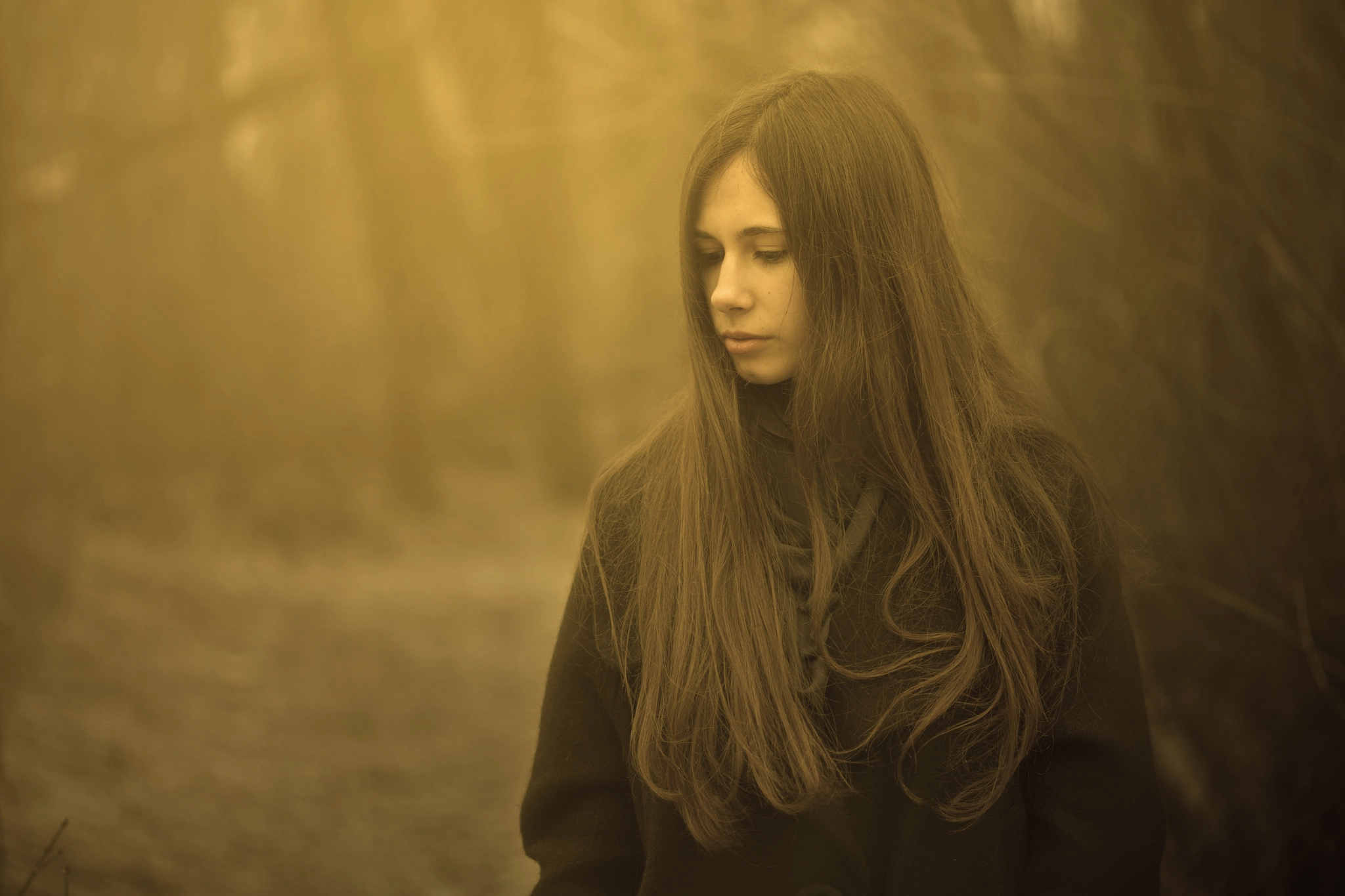 Canon EF 100mm F2.8 Macro USM sample photo. Portrait of a beautiful girl in a dark forest photography