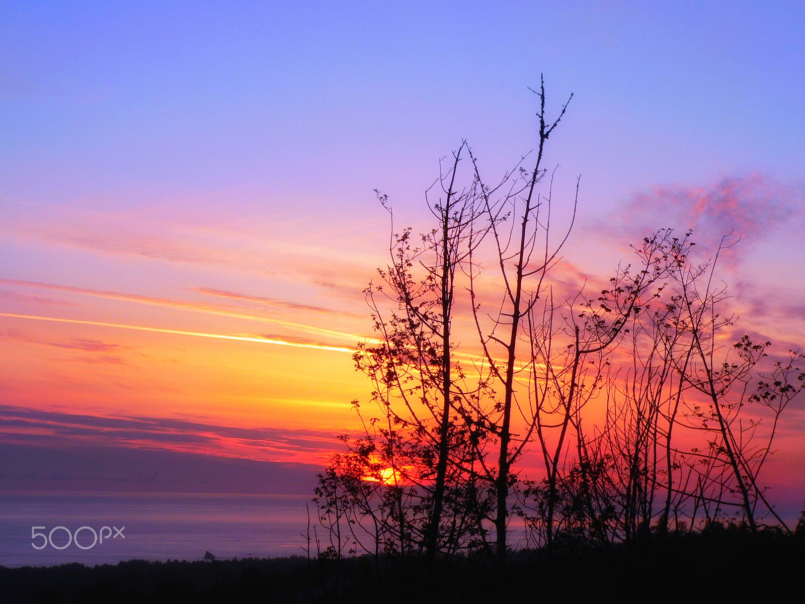 Panasonic DMC-FZ20 sample photo. Sunset over the ocean from high on the hill photography