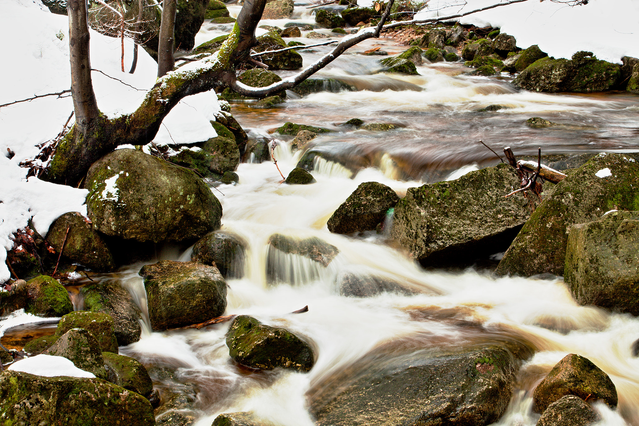 Canon EOS 5D Mark II + Canon EF 70-200mm F2.8L USM sample photo. Mountain stream in winter photography