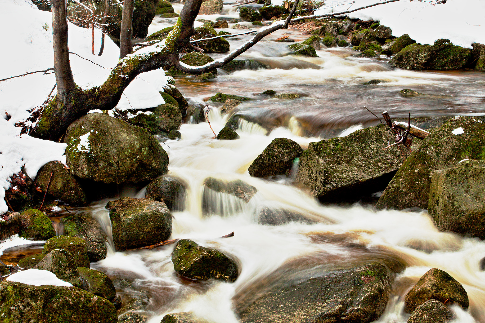 Canon EF 70-200mm F2.8L USM sample photo. Mountain stream in winter photography