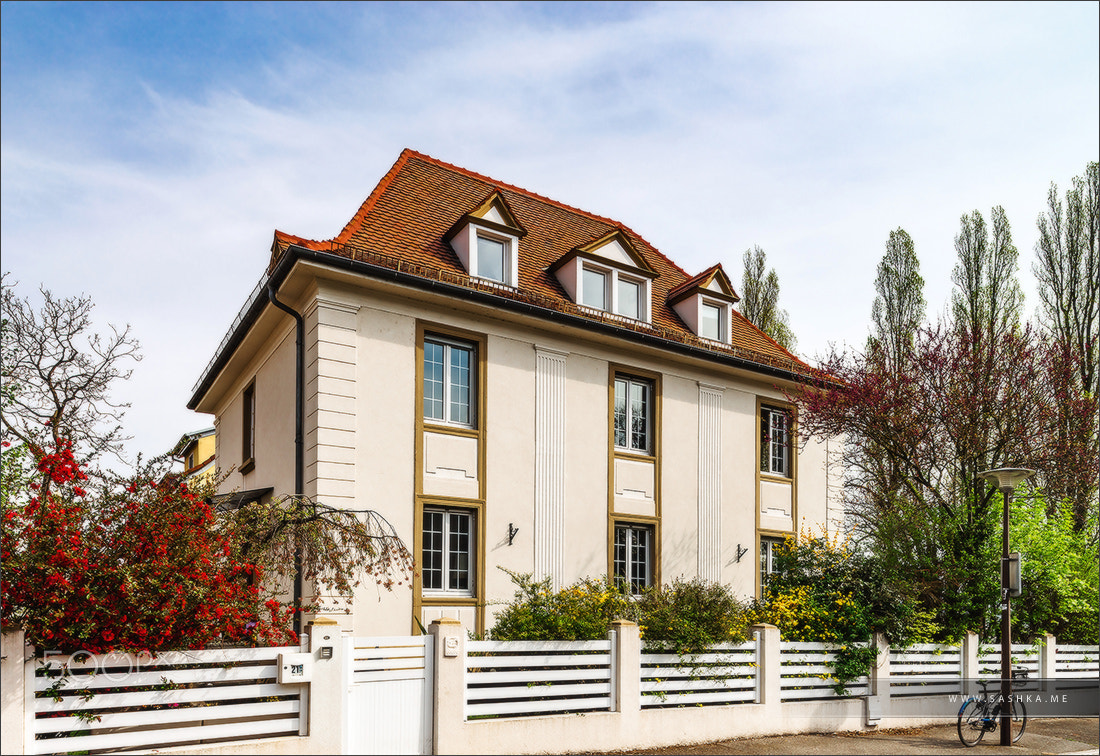 Classic french house in residential district of Strasbourg, blos