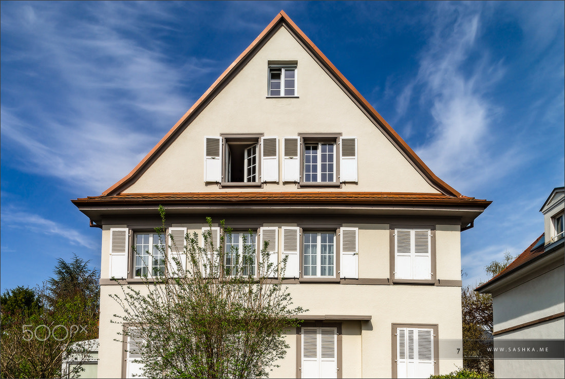 Classic french house in residential district of Strasbourg, blos
