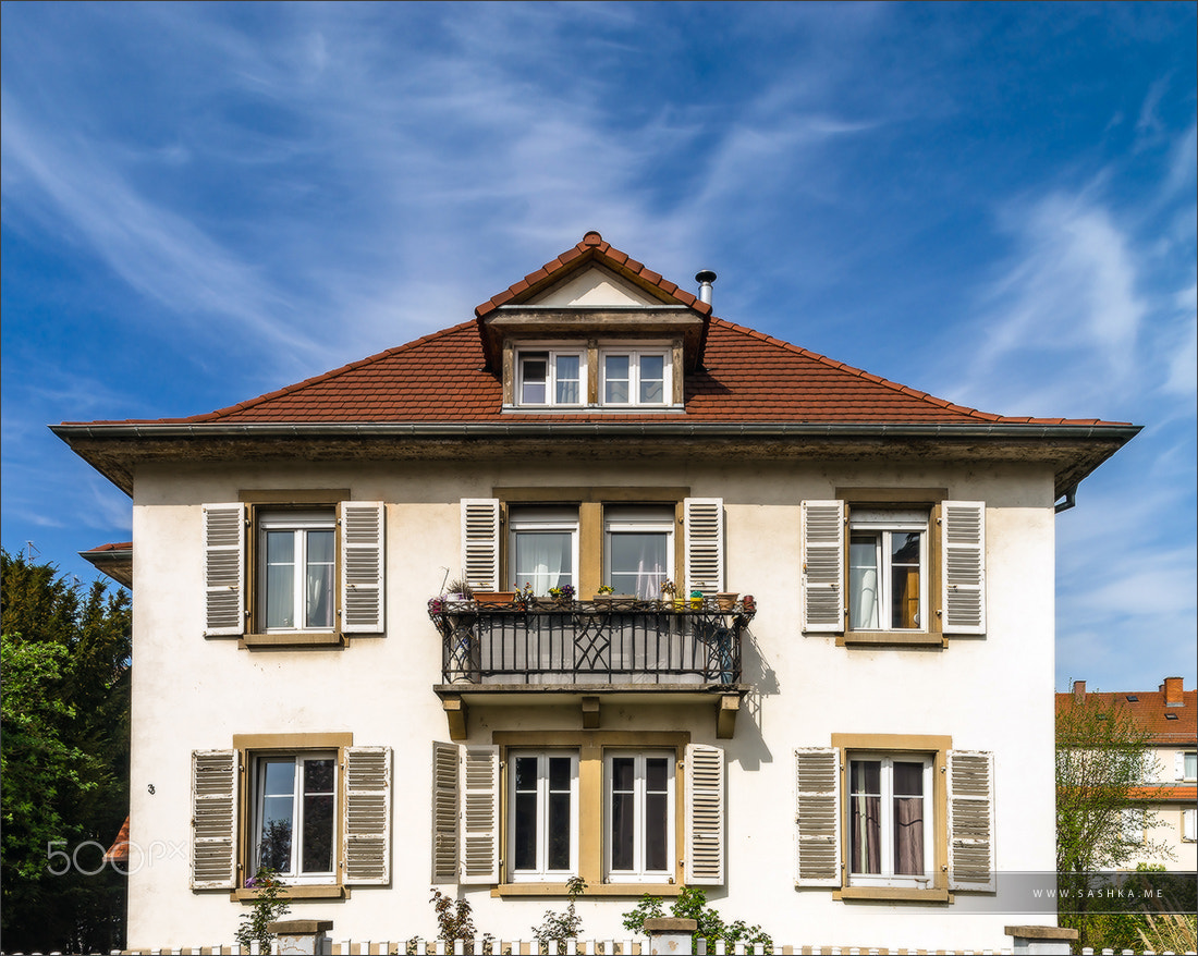 Classic french house in residential district of Strasbourg, blos