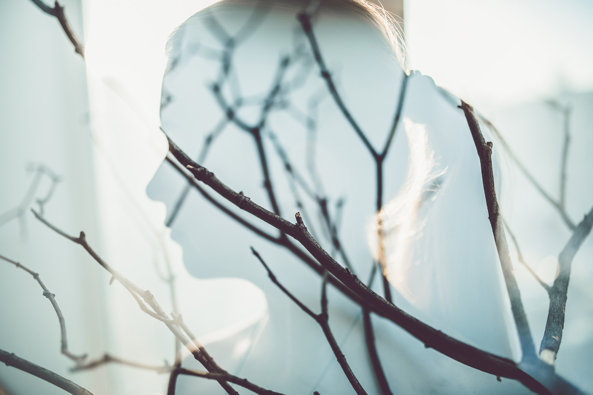 portrait of girl with multiply exposure