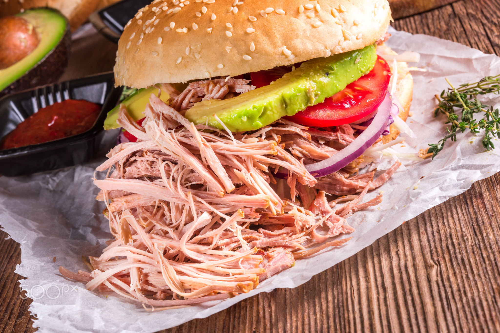 Hamburger pulled pork