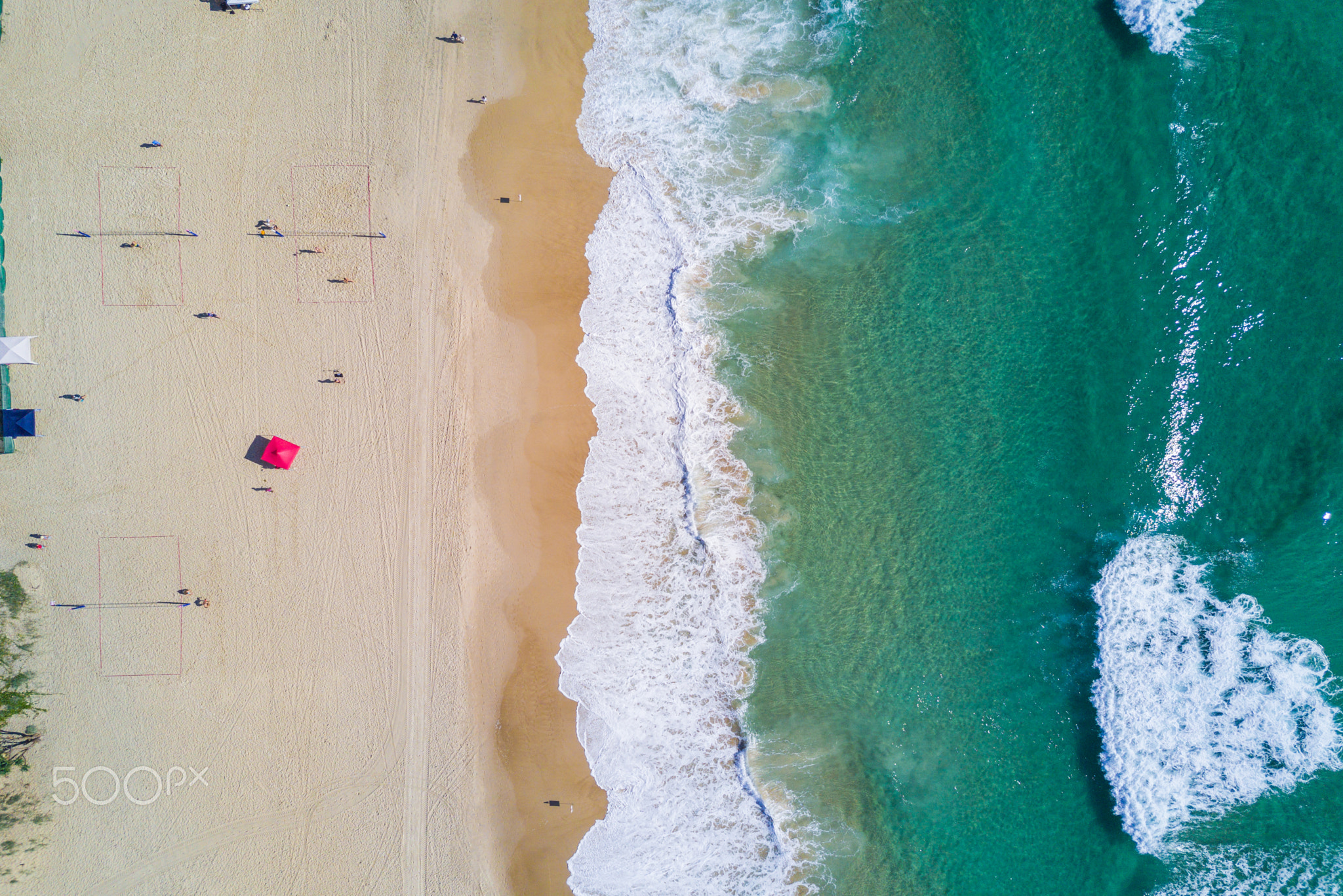splashing sea waves and beach at Gold Coast