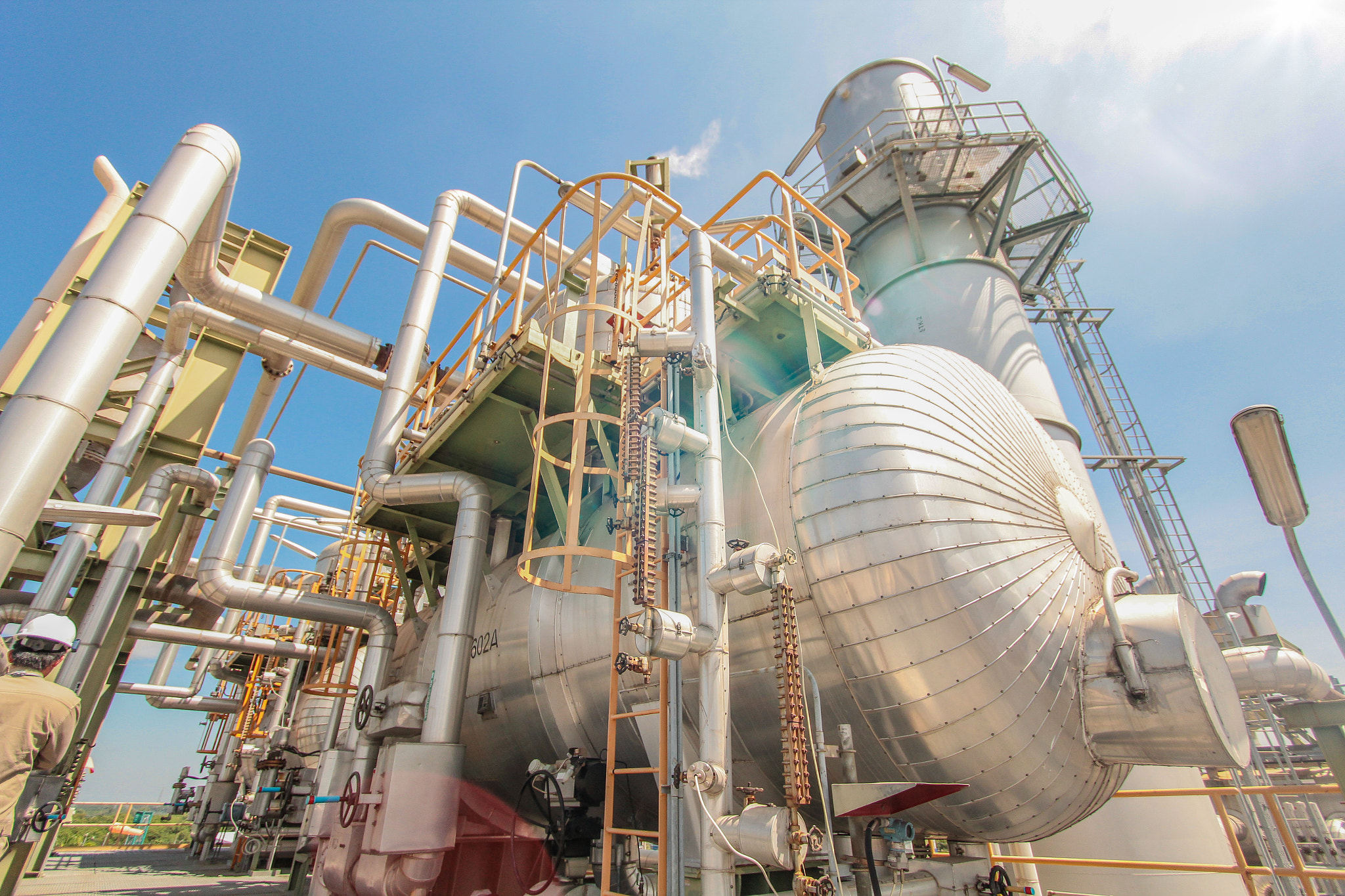 Industrial power plant with blue sky