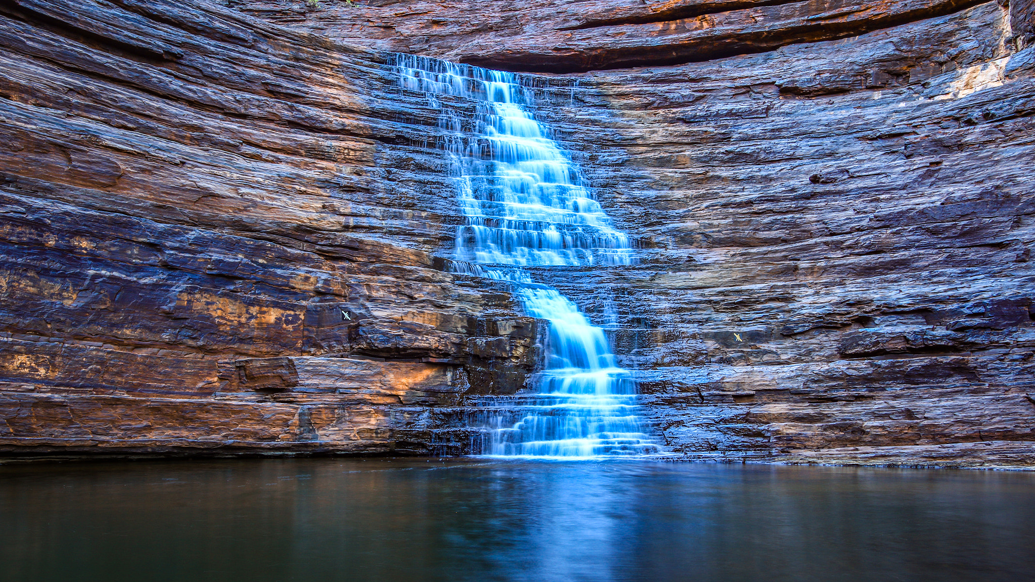Canon EF-S 10-22mm F3.5-4.5 USM sample photo. Waterfall flowing into rocky gorge photography