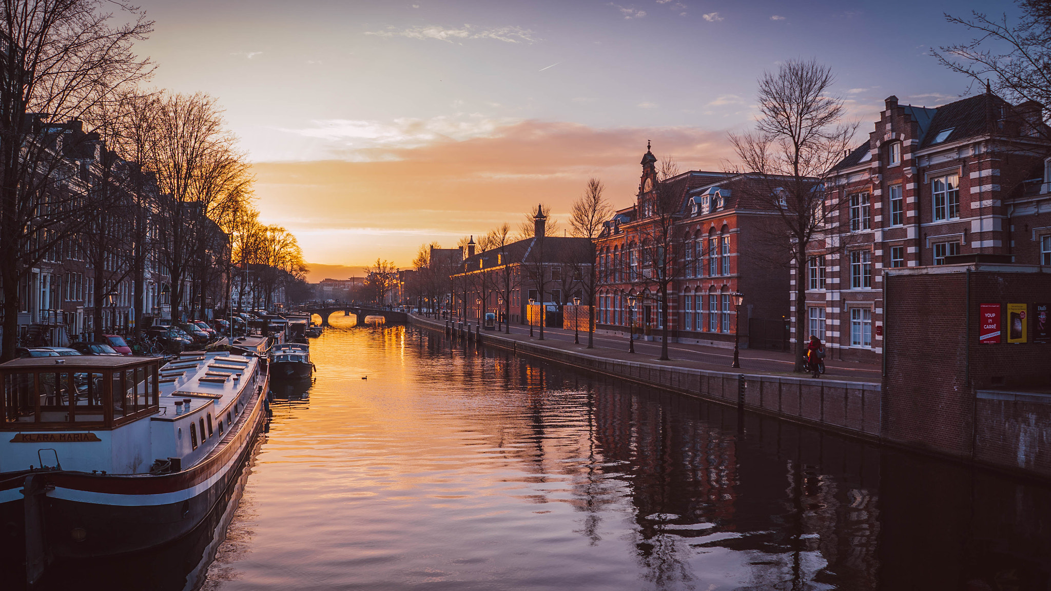 Sony a7S sample photo. Sunset at amsterdam canal photography