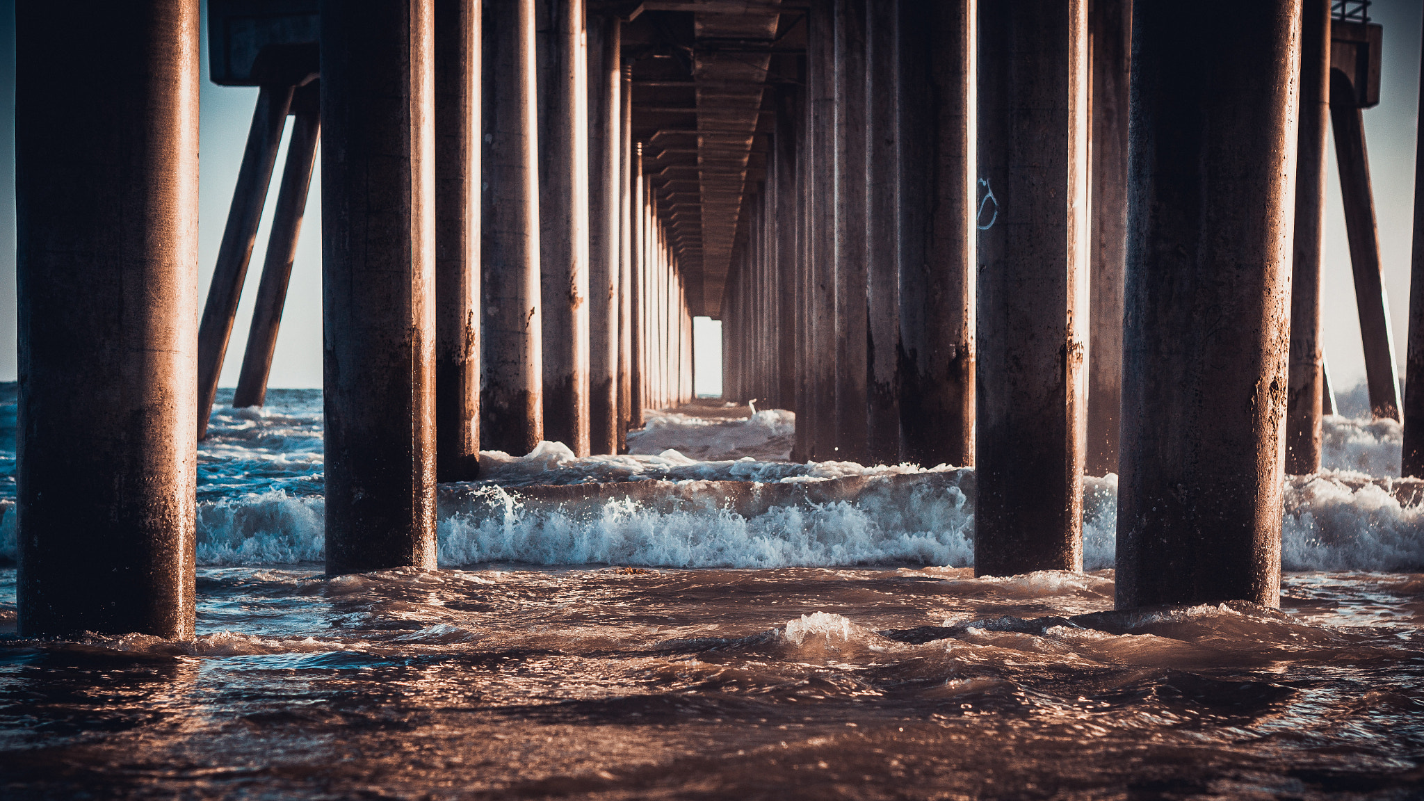Canon EF 50mm F1.8 II sample photo. Under pier sunset photography
