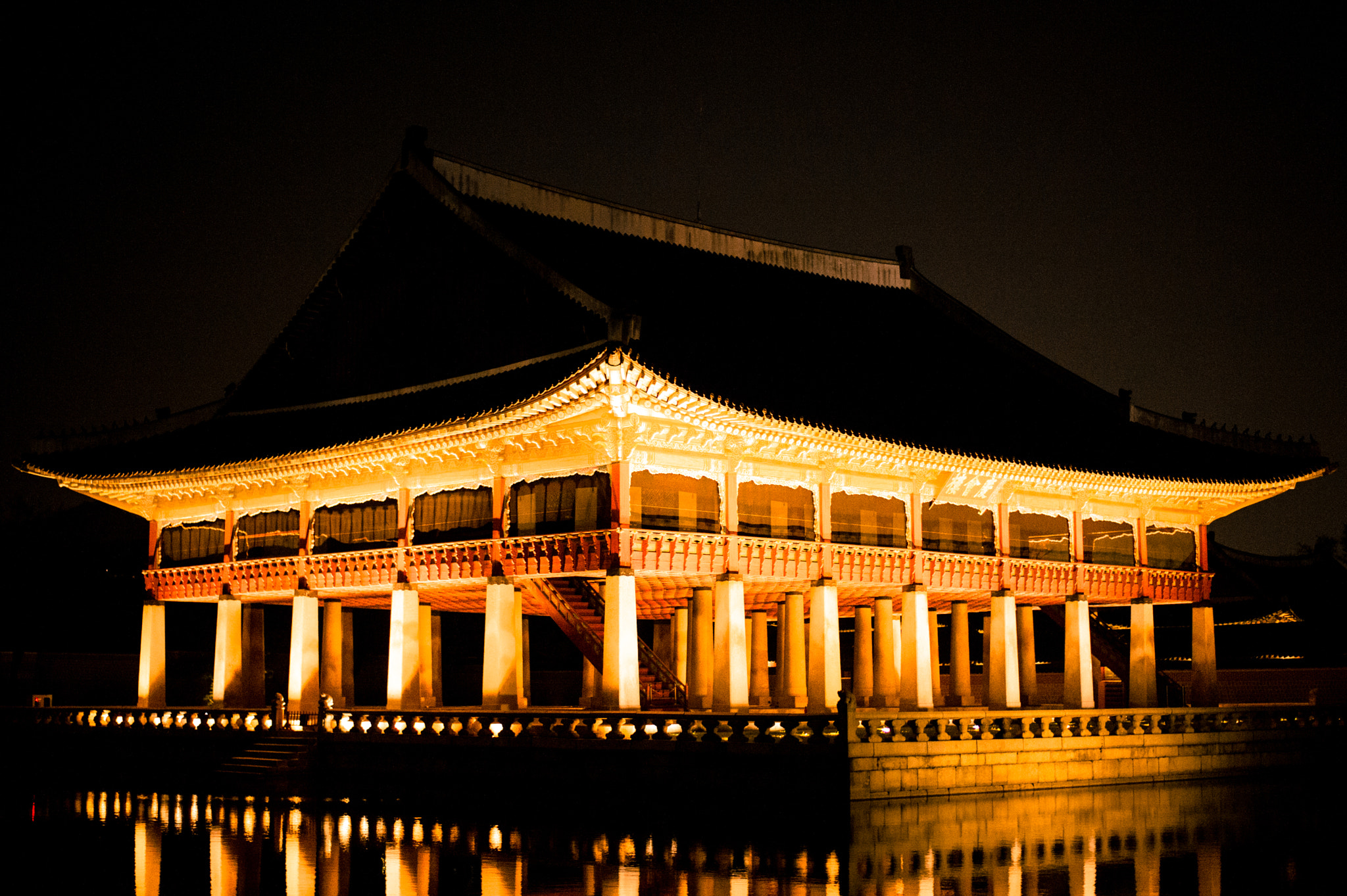 Nikon D3S + Nikon AF-S Nikkor 50mm F1.8G sample photo. Night at gyeongbokgung palace, seoul, south korea photography