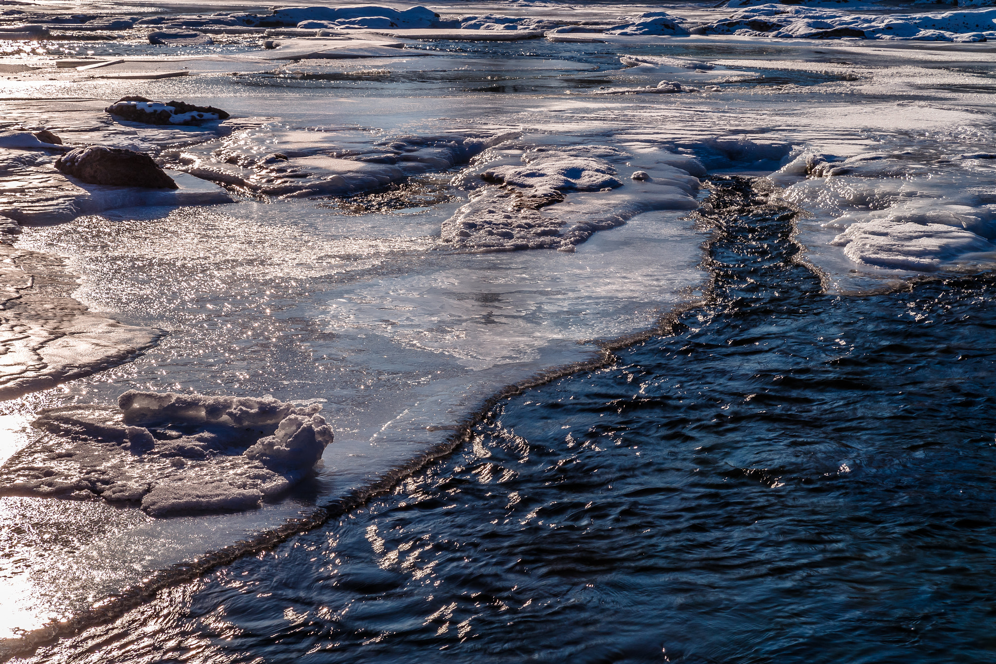 Sigma 24-70mm F2.8 EX DG Macro sample photo. Frozen river photography