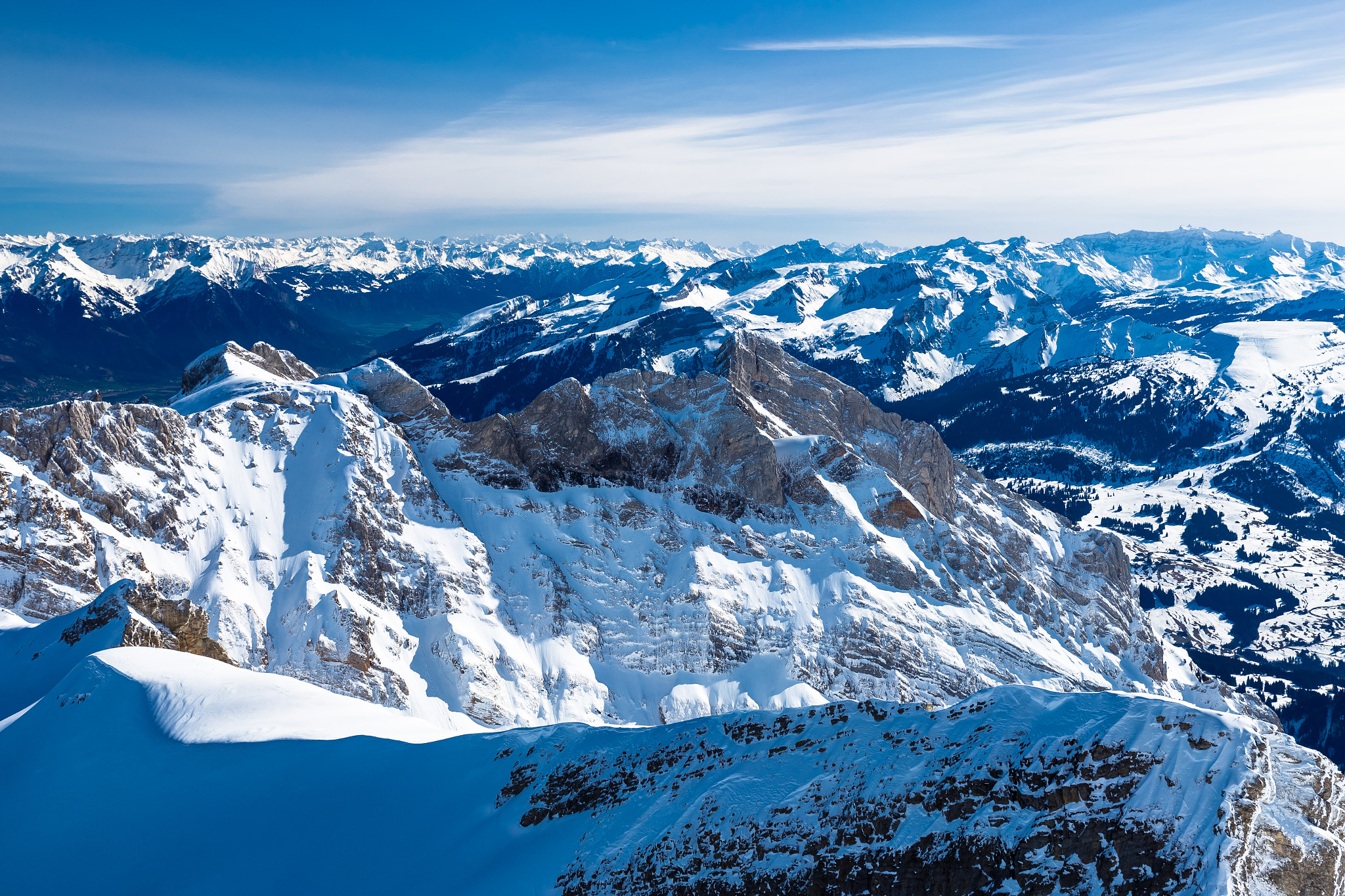 Sigma 24-70mm F2.8 EX DG Macro sample photo. View to the swiss mountains from the säntis photography