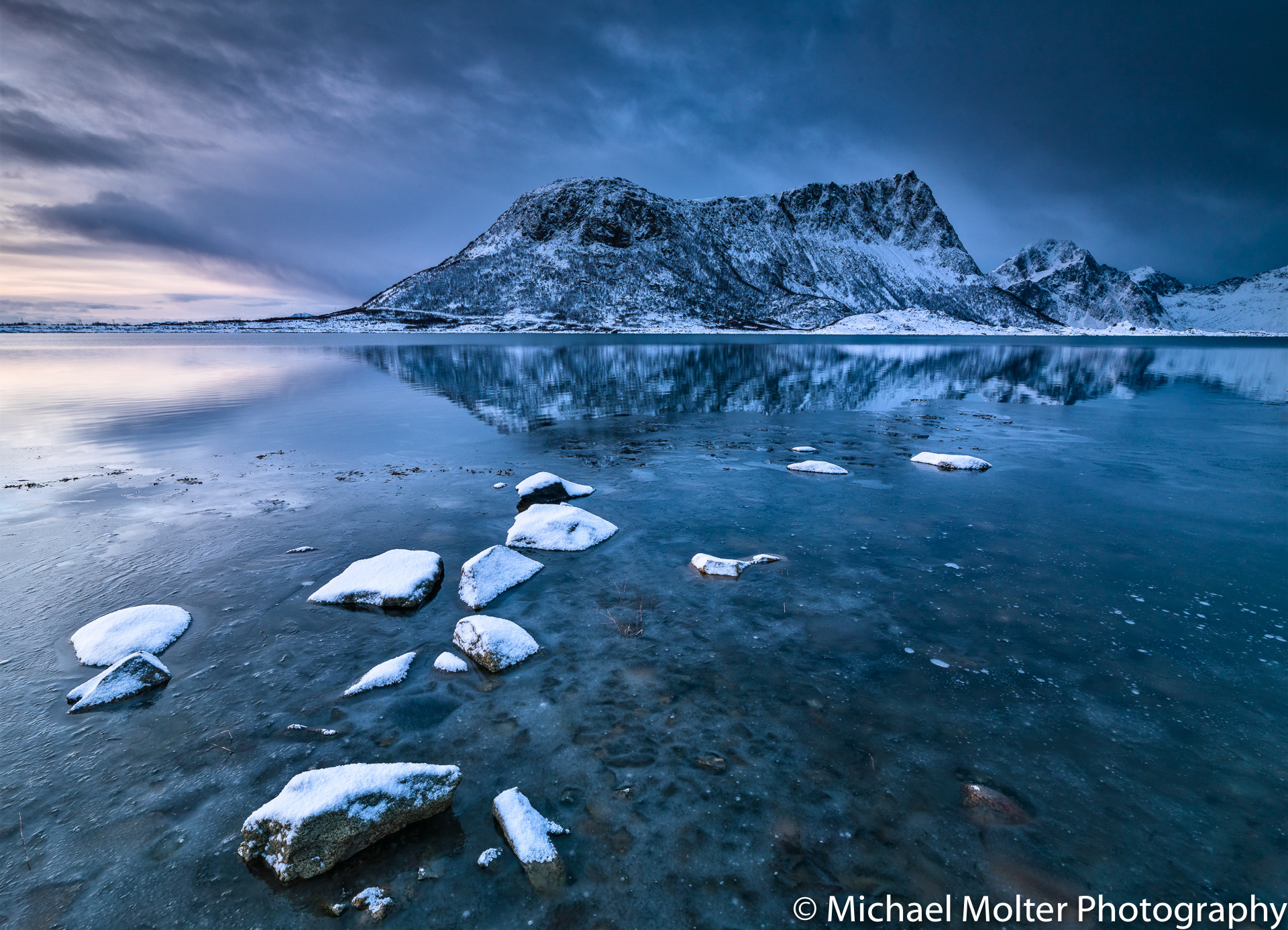 Hasselblad H4D + HCD 24 sample photo. Vågspollen morning blue hour, lofoten photography