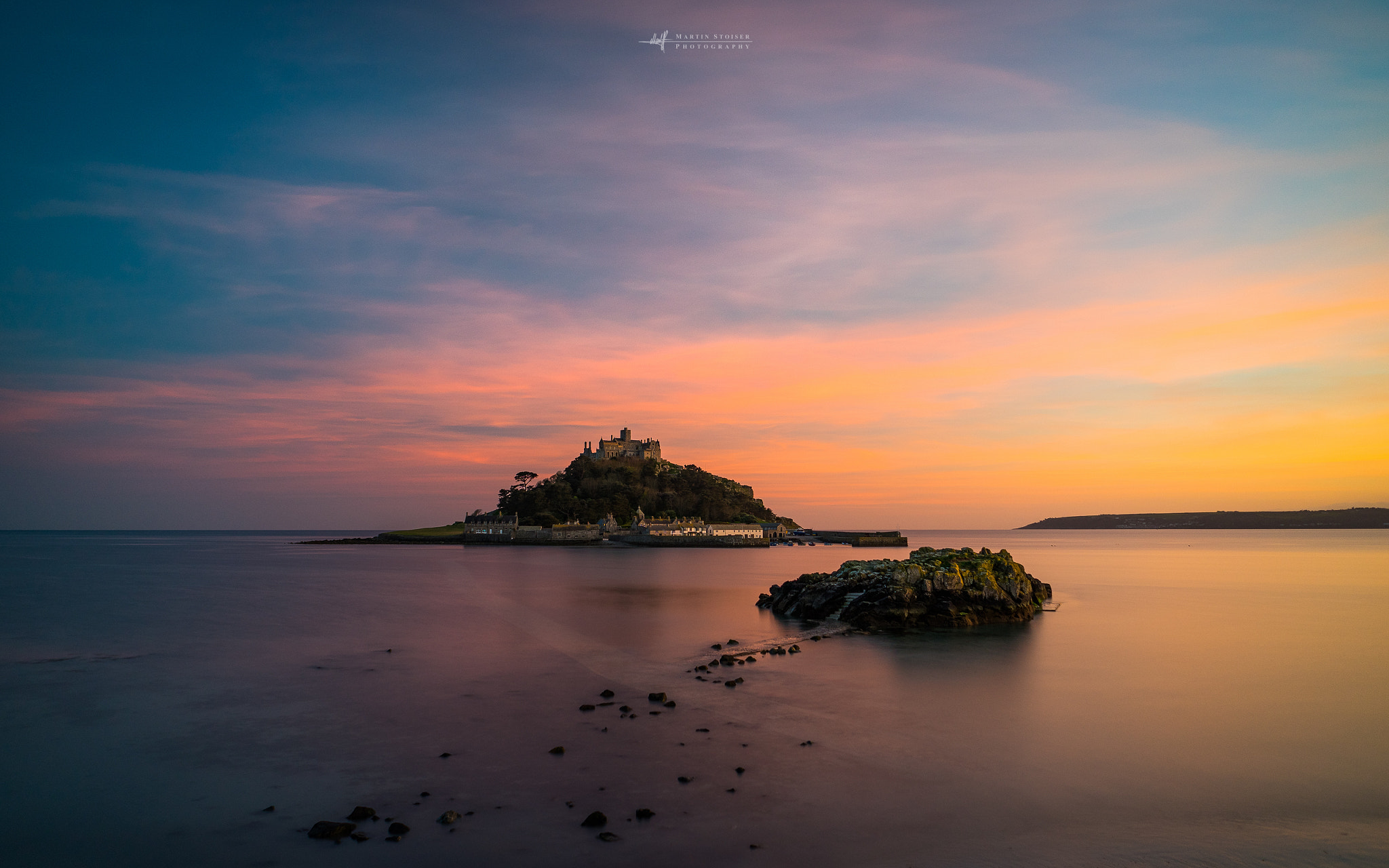 Sony a7 + Sony FE 28mm F2 sample photo. Sunset at st.michaels mount photography