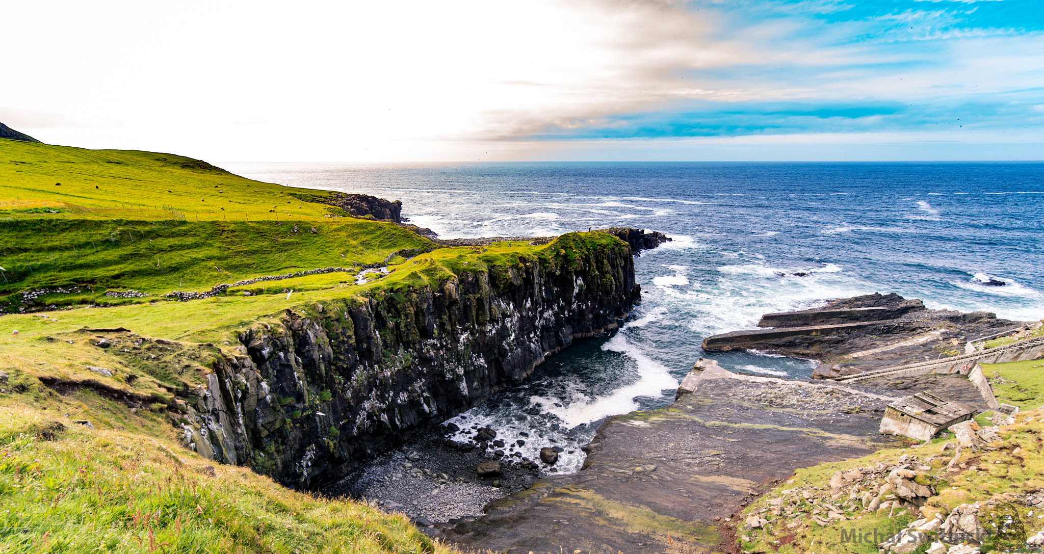 Pentax K-1 sample photo. Mykines bay and sheep pastures photography