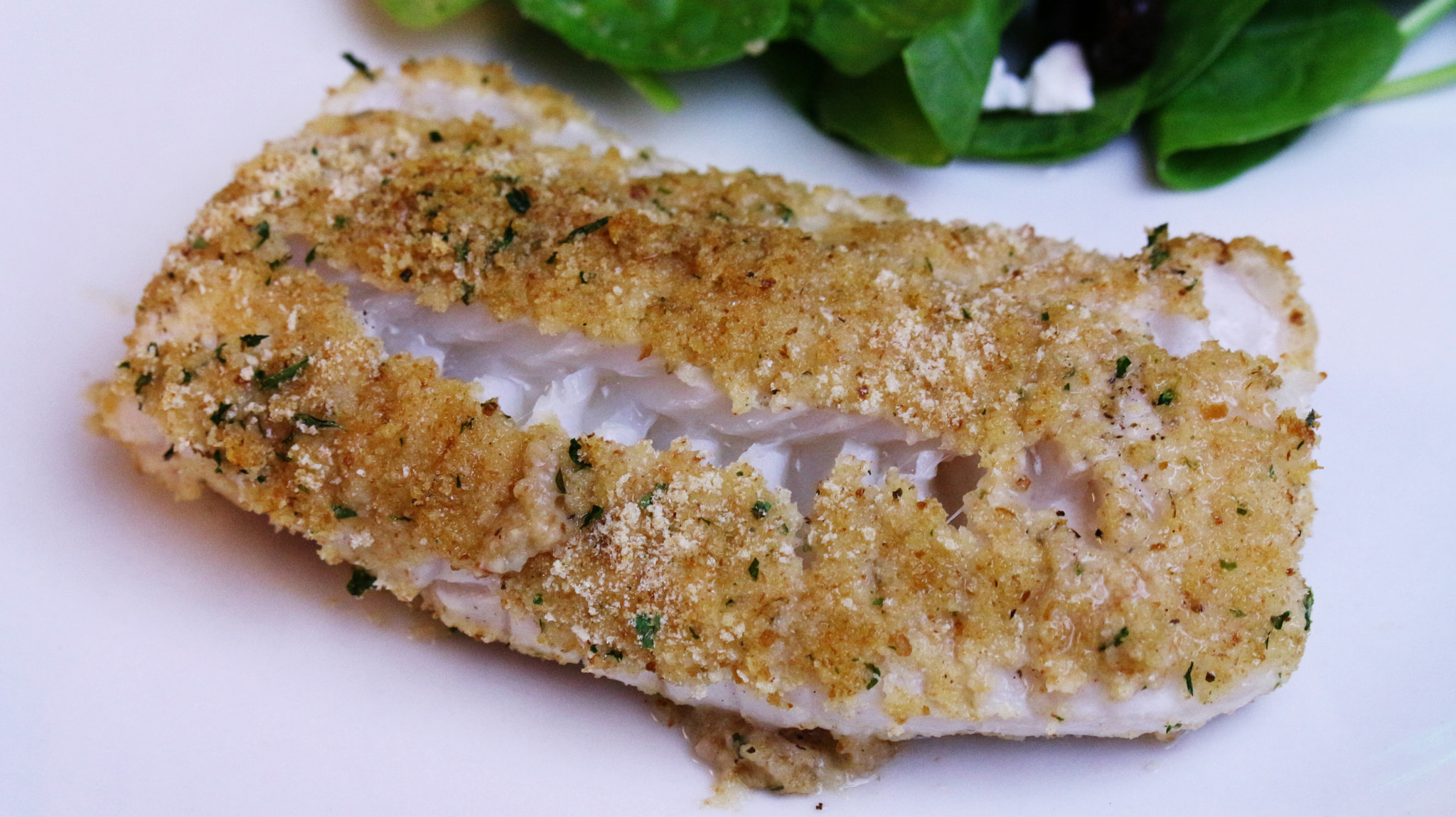 Breaded Cod With Greens