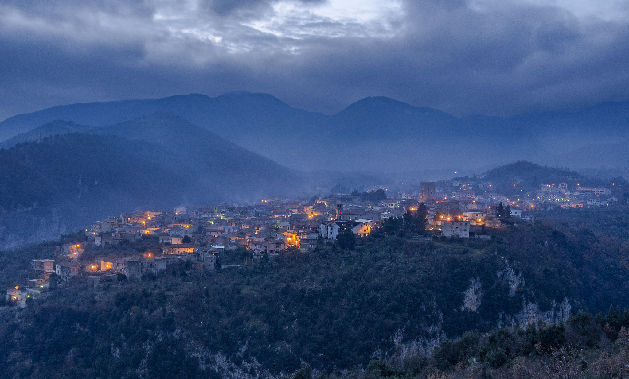 Olympus PEN E-PM2 sample photo. Castello del matese by night photography