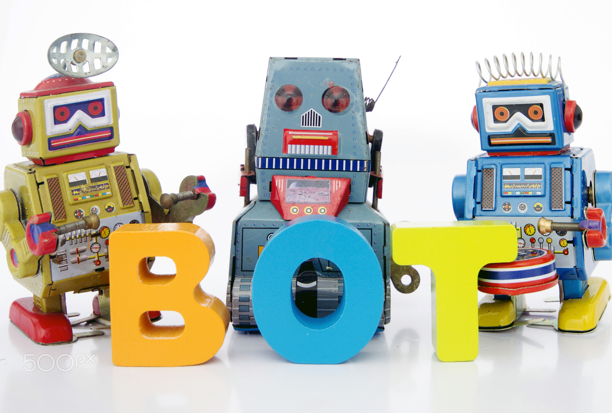 three robots and the word BOT