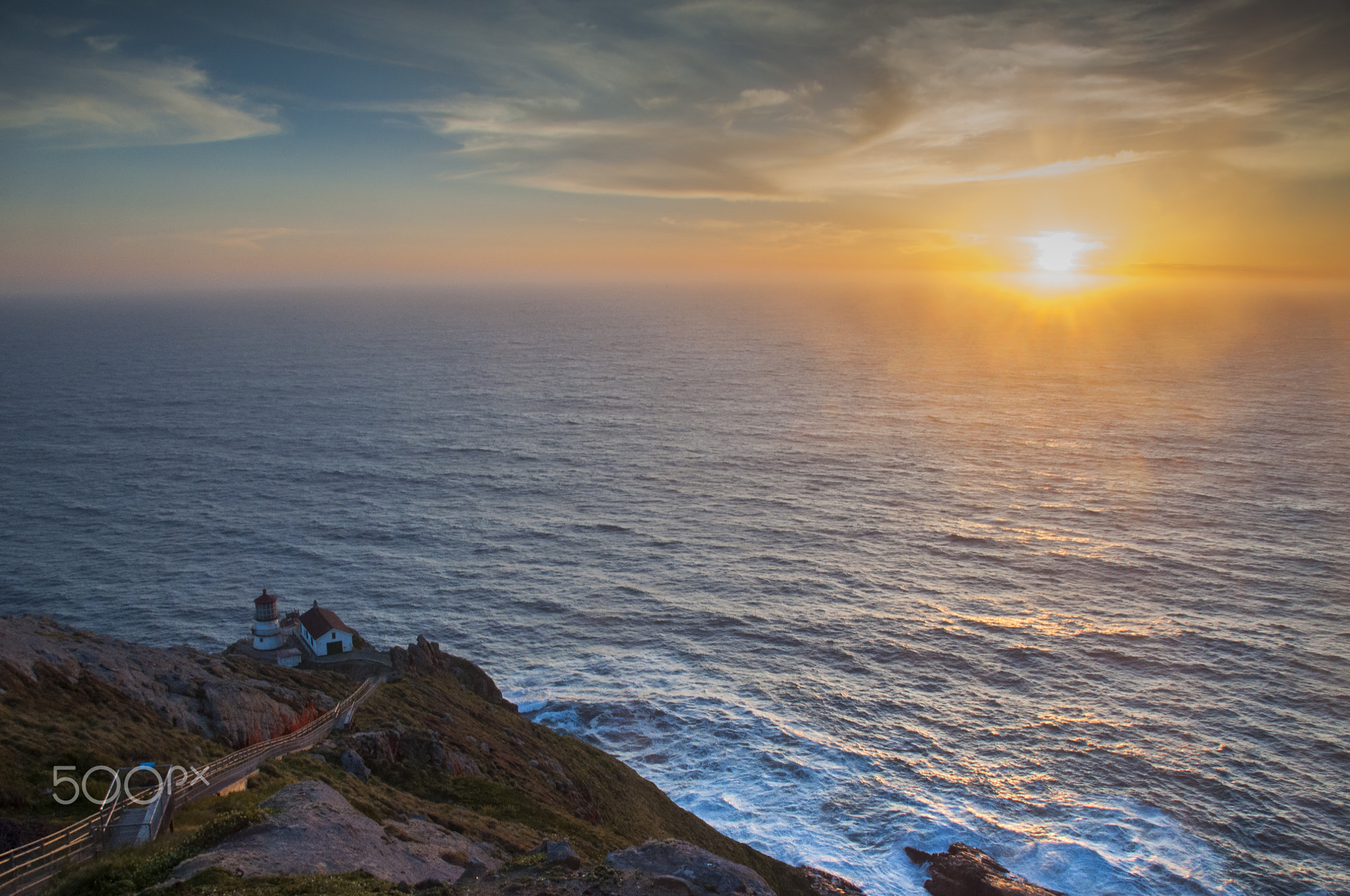 Point Reyes Lighthouse at Sunset, Point Reyes National Seashore, Marin County, California, US