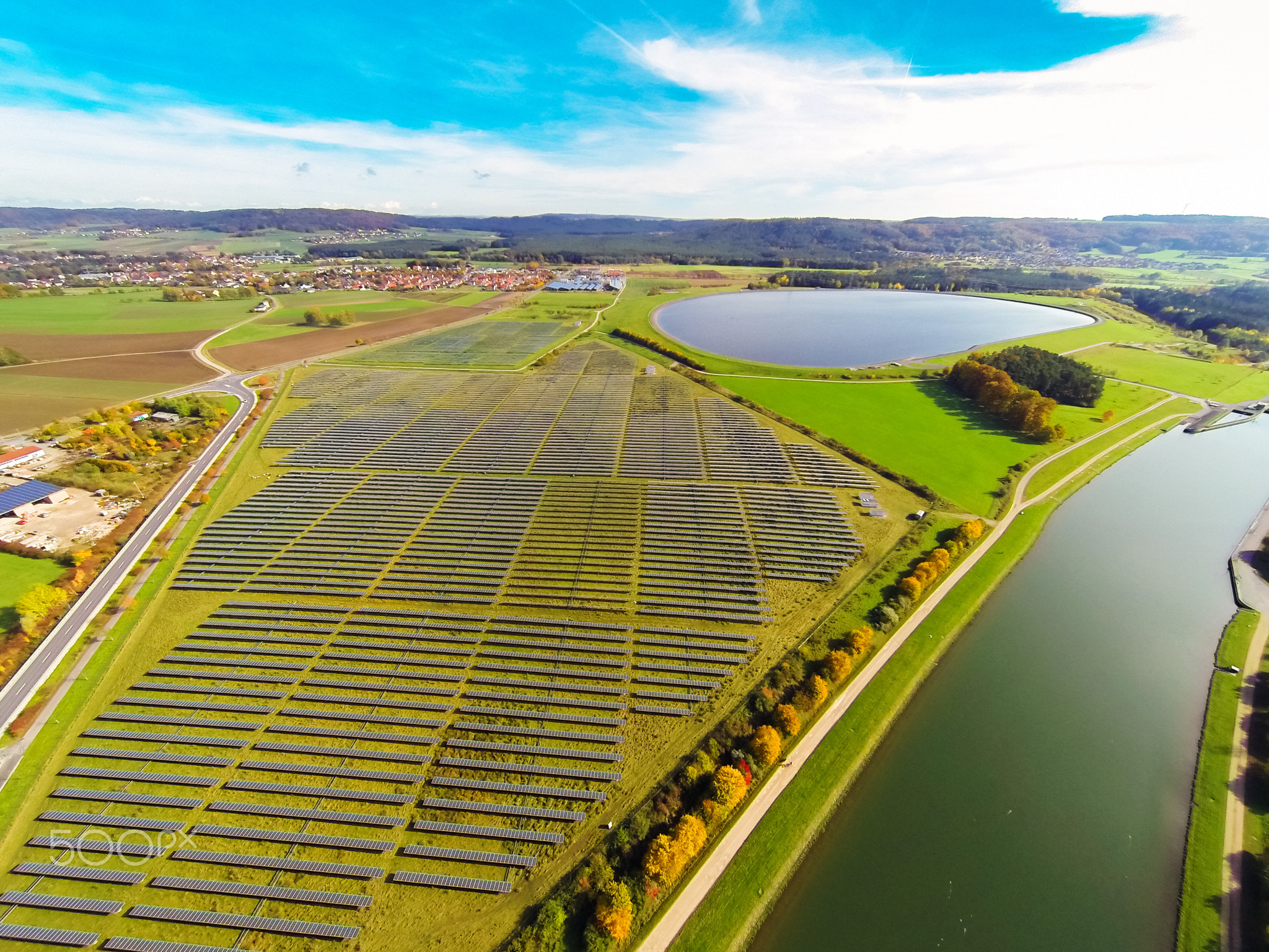 Aerial View Of Solar Power Station