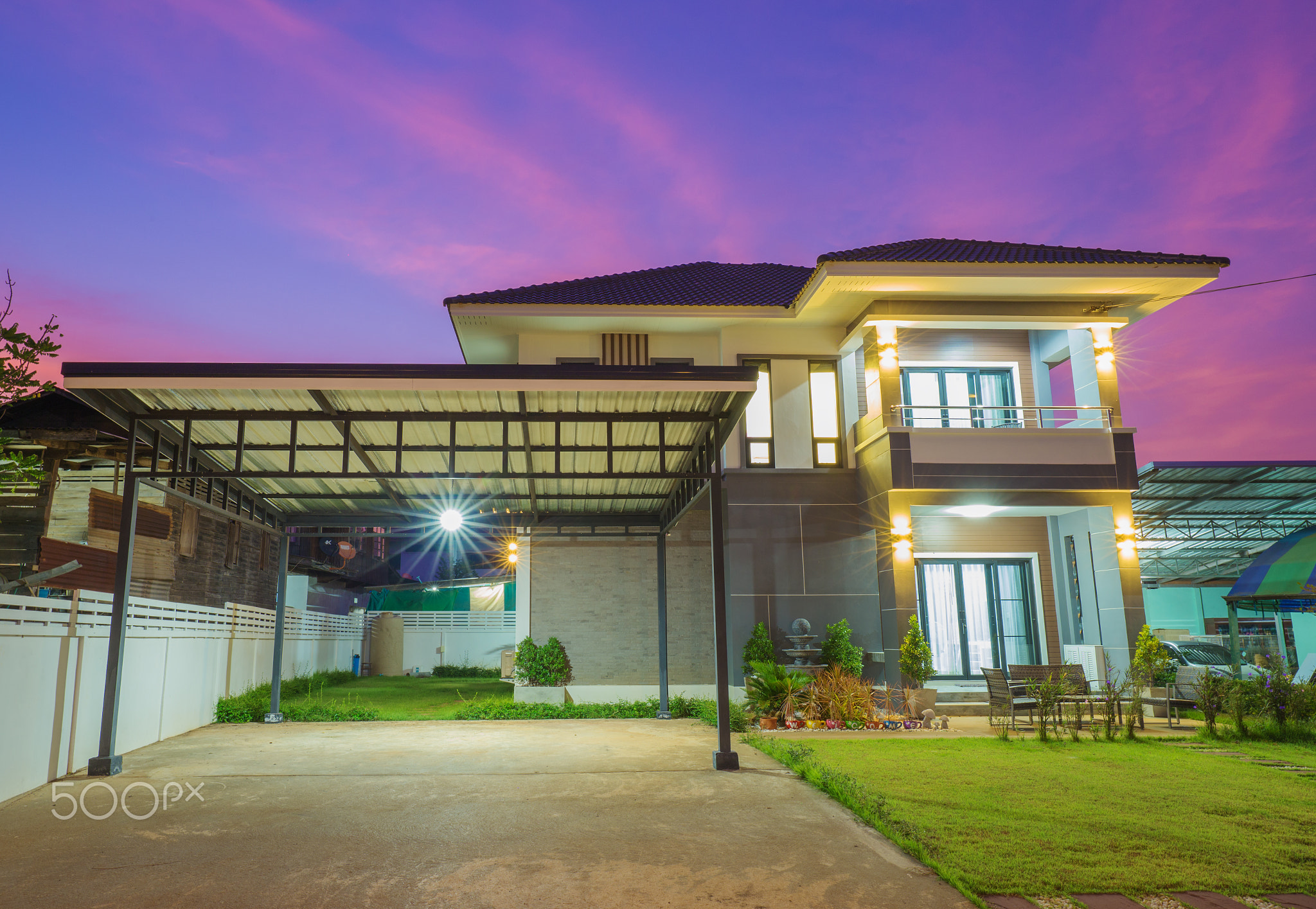 modern house in twilight