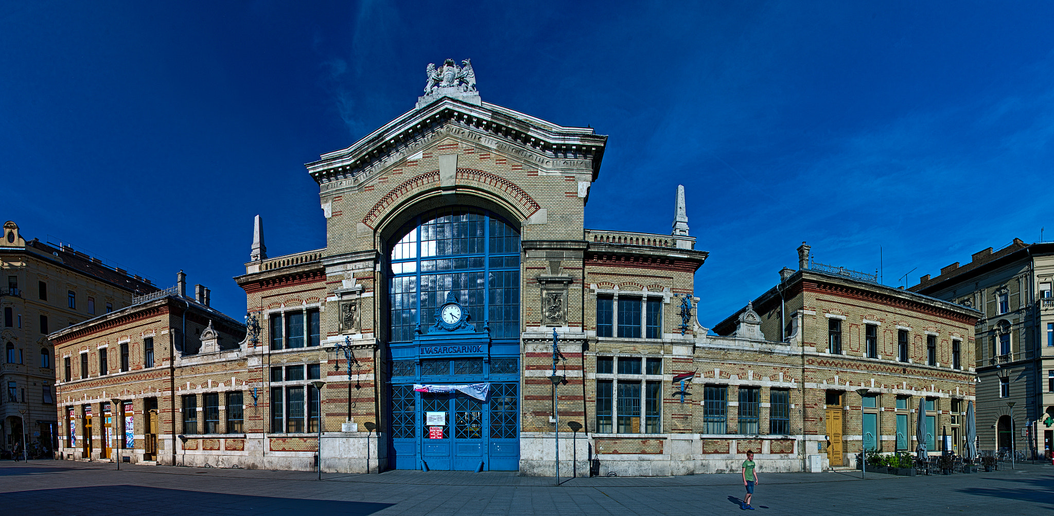 Building of historical marketplace after closing time