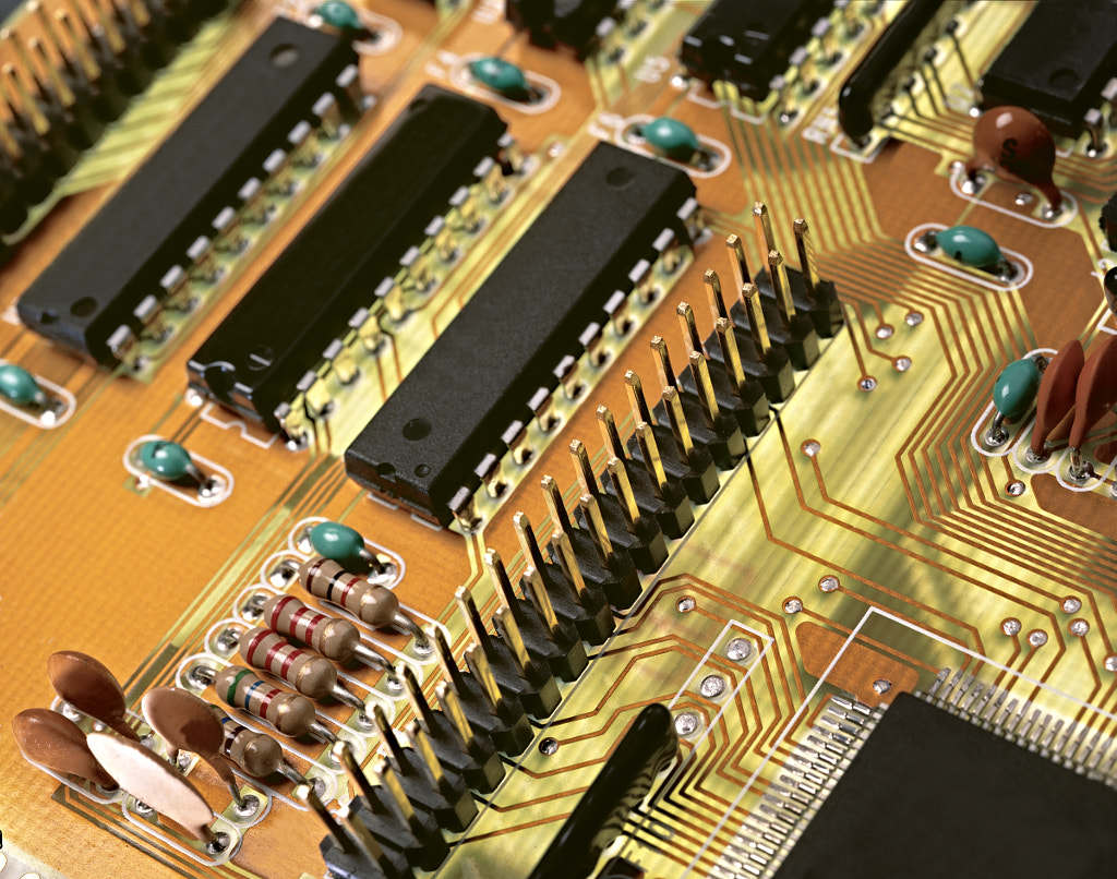 The modern printed-circuit board with electronic components macr by Bombaert Patrick on 500px.com