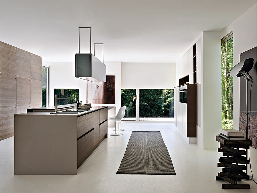 Stylish Contemporary Kitchen With Sizzling Style And Savvy Storage Space with Smart Kitchen Island