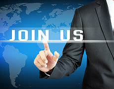43367895 - businessman hand touching join us sign on virtual screen