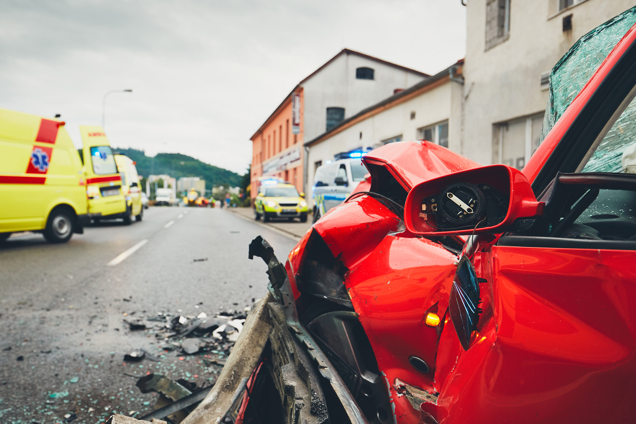 Ambulances for a traffic accident